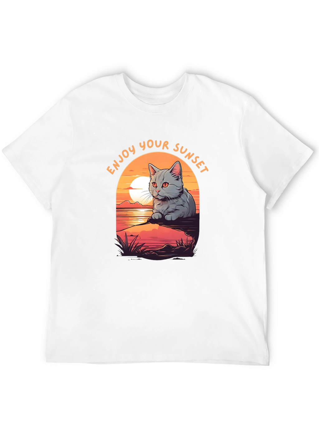 Enjoy Your Sunset Cat Graphic T-Shirt