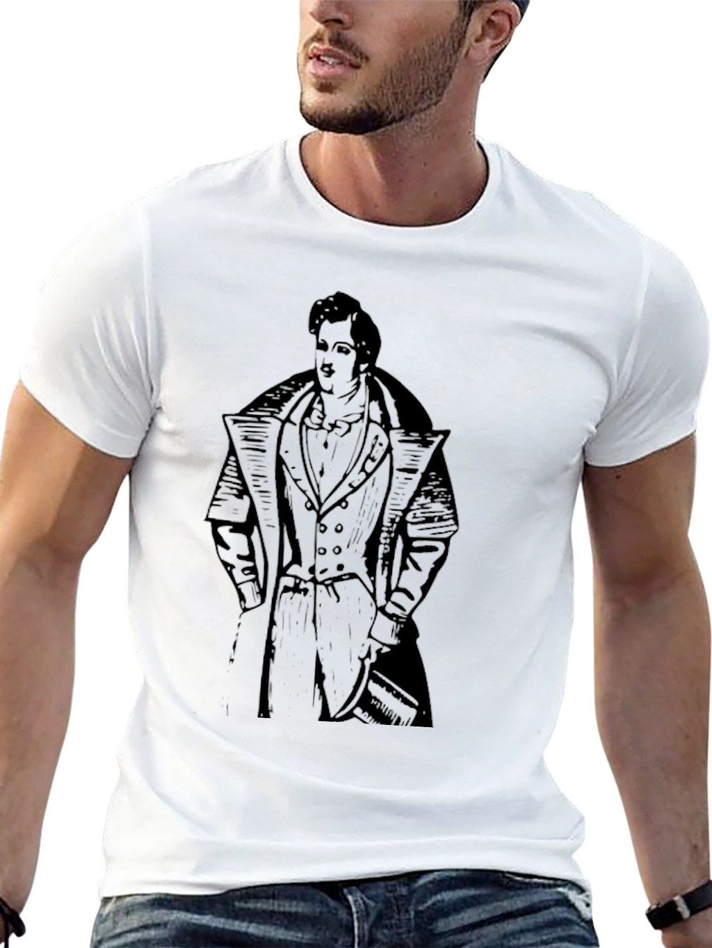 Classic Man Graphic Tee - Black Cotton T-Shirt