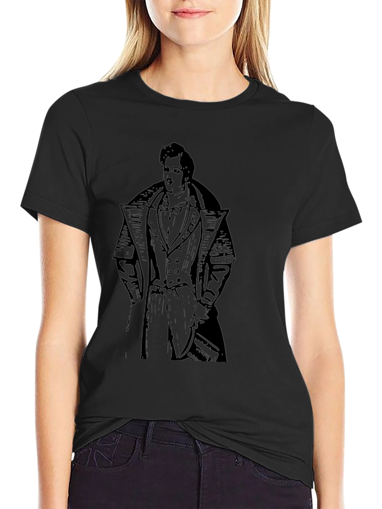 Classic Man Graphic Tee - Black Cotton T-Shirt
