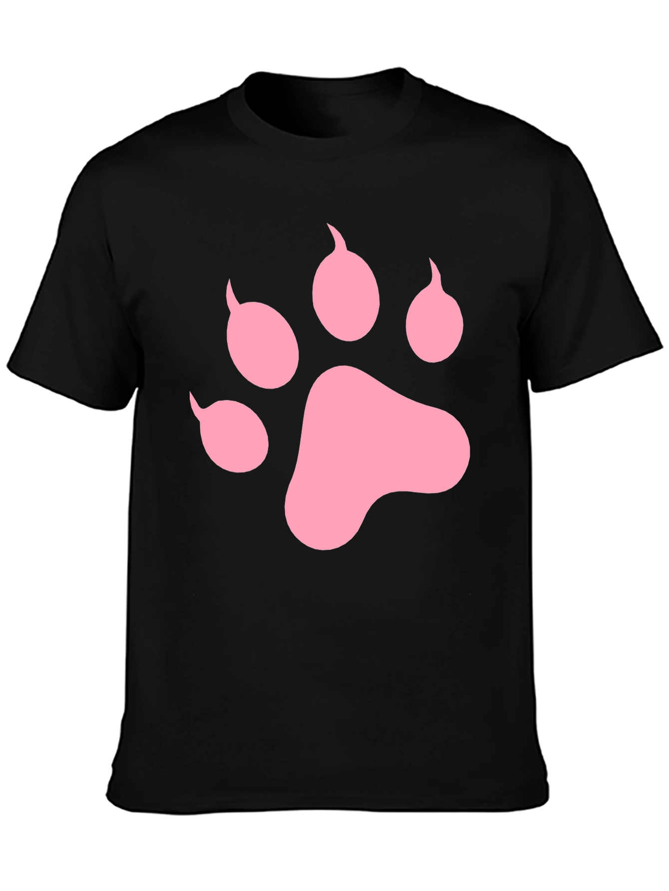 Pink Paw Print Black T-Shirt Casual Top