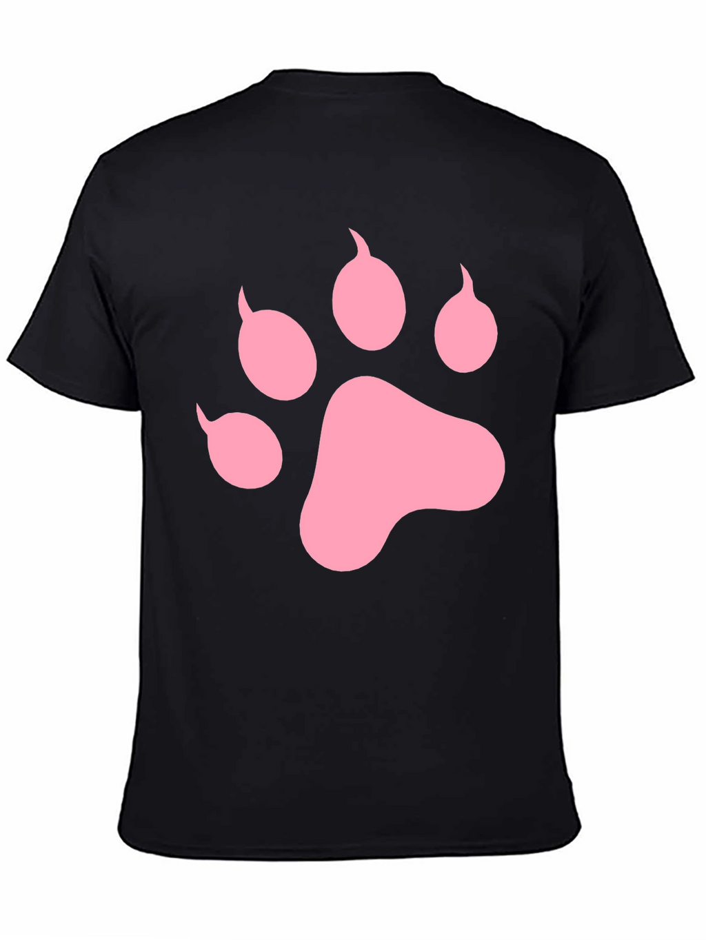 Pink Paw Print Black T-Shirt Casual Top