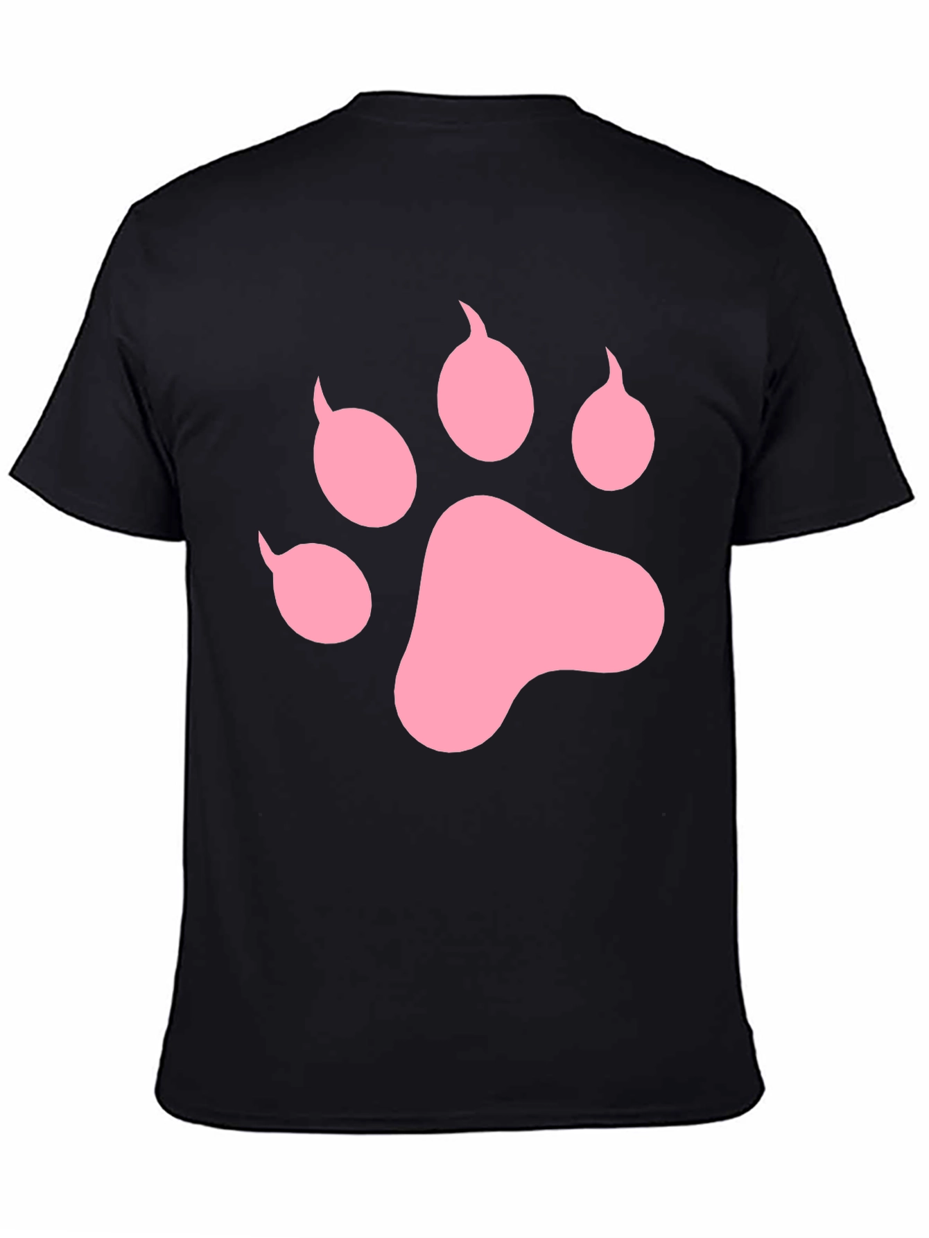 Pink Paw Print Black T-Shirt Casual Top