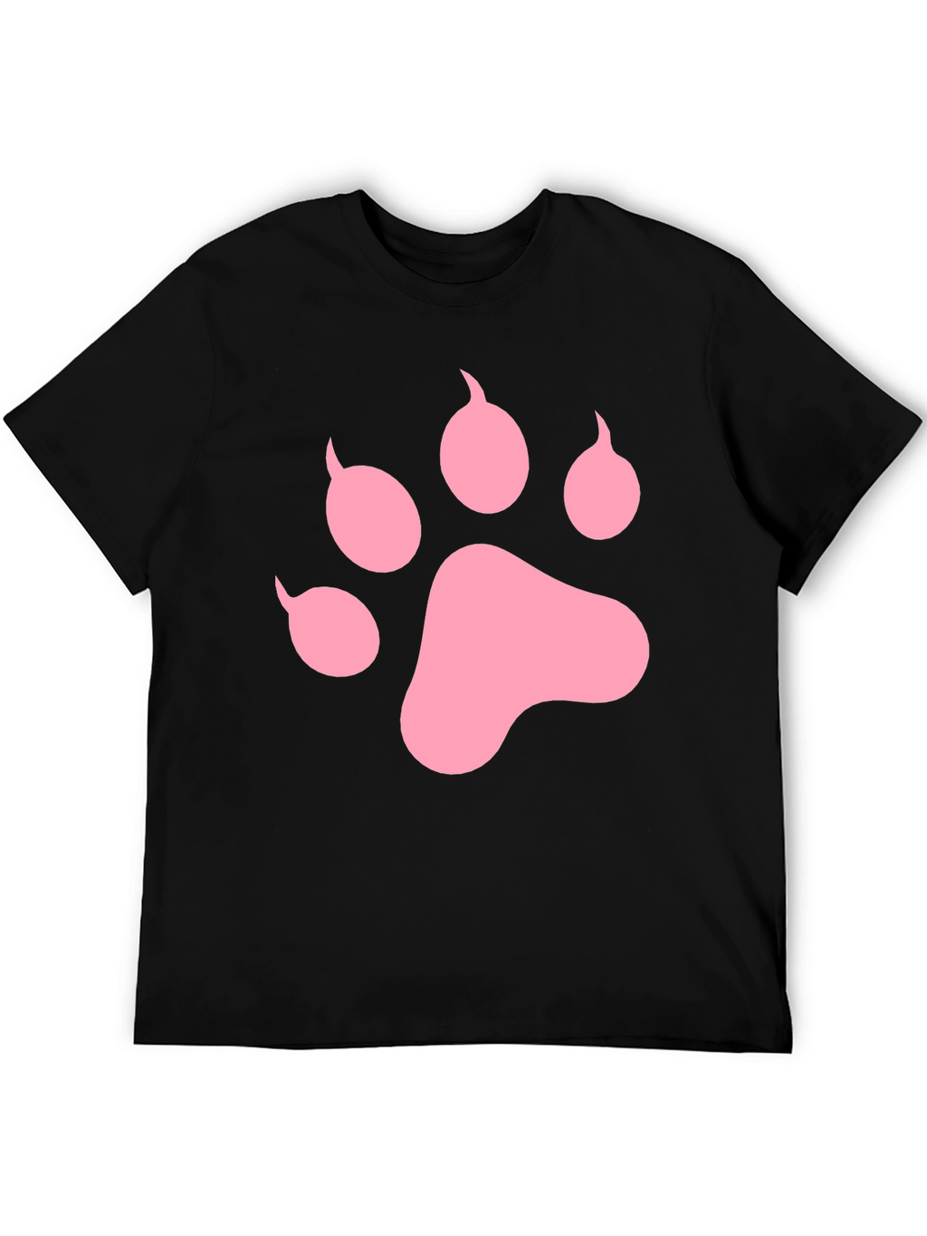 Pink Paw Print Black T-Shirt Casual Top