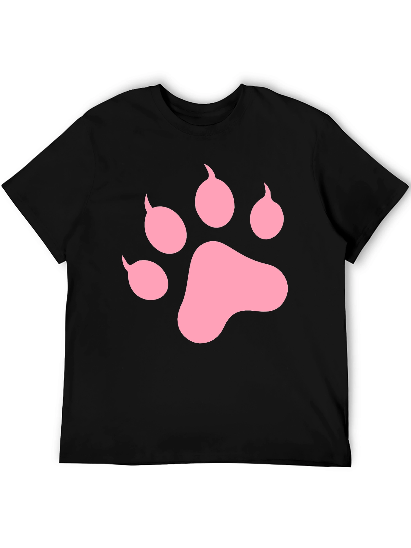 Pink Paw Print Black T-Shirt Casual Top