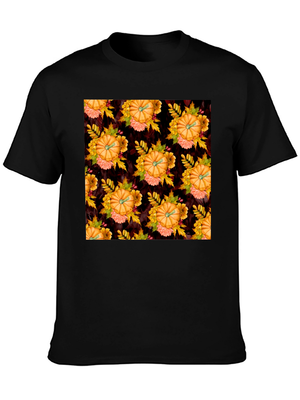 Pumpkin Patch T-Shirt - Fall Floral Design