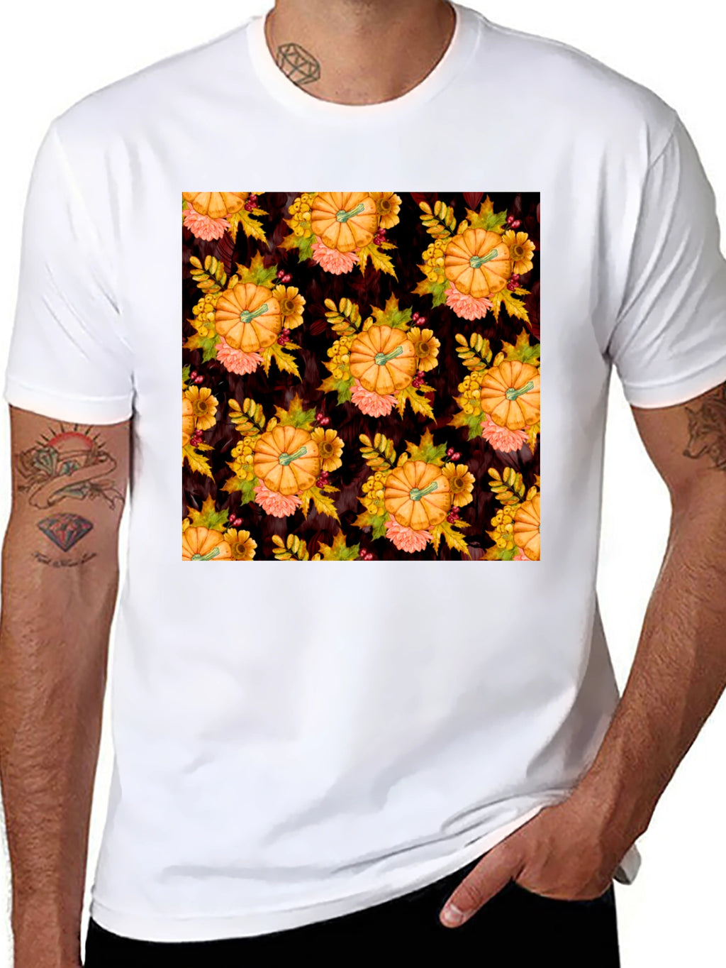 Pumpkin Patch T-Shirt - Fall Floral Design