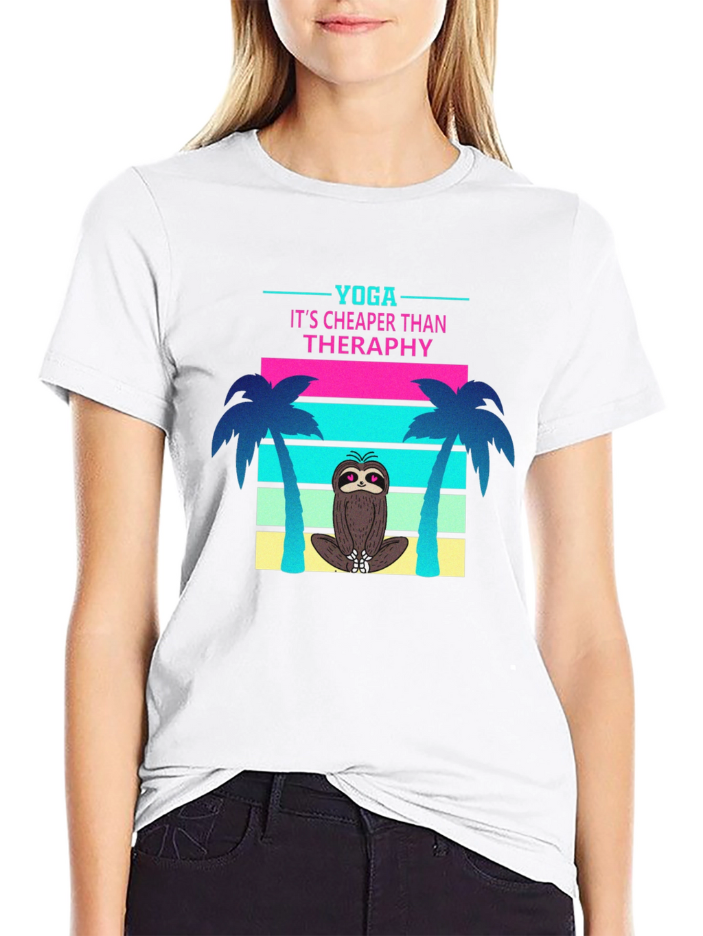 Yoga Sloth T-Shirt: Cheaper Than Therapy Tee