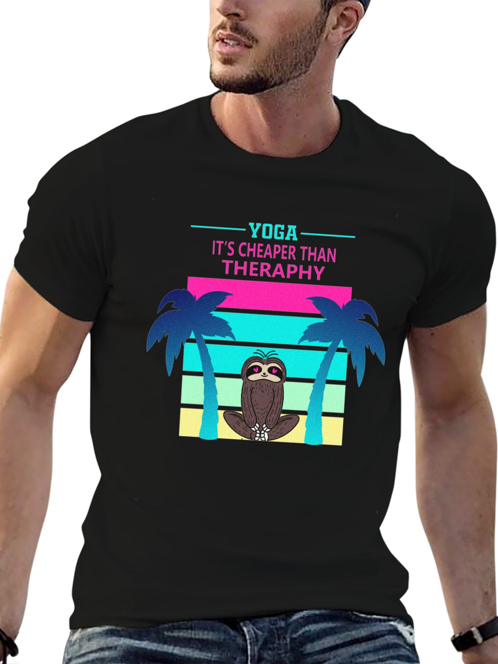 Yoga Sloth T-Shirt: Cheaper Than Therapy Tee