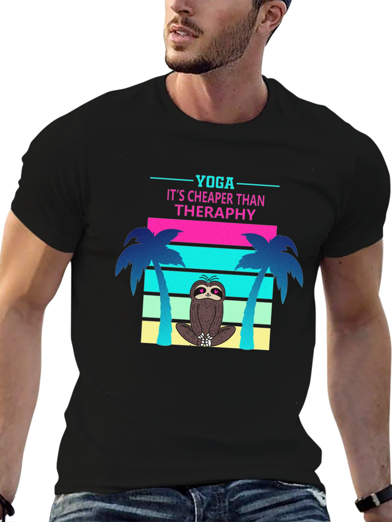 Yoga Sloth T-Shirt: Cheaper Than Therapy Tee