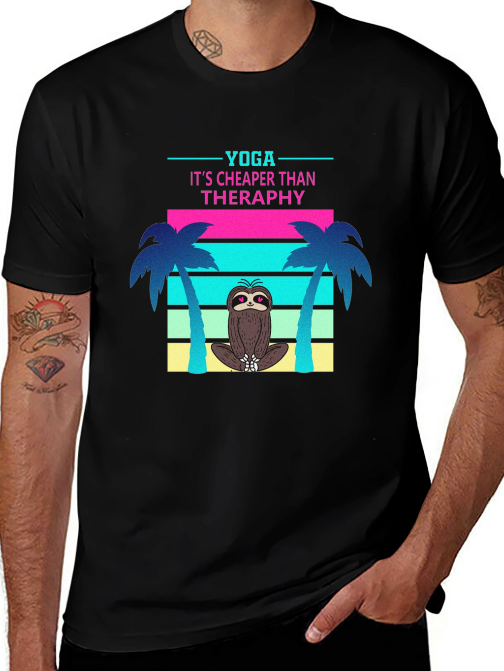 Yoga Sloth T-Shirt: Cheaper Than Therapy Tee