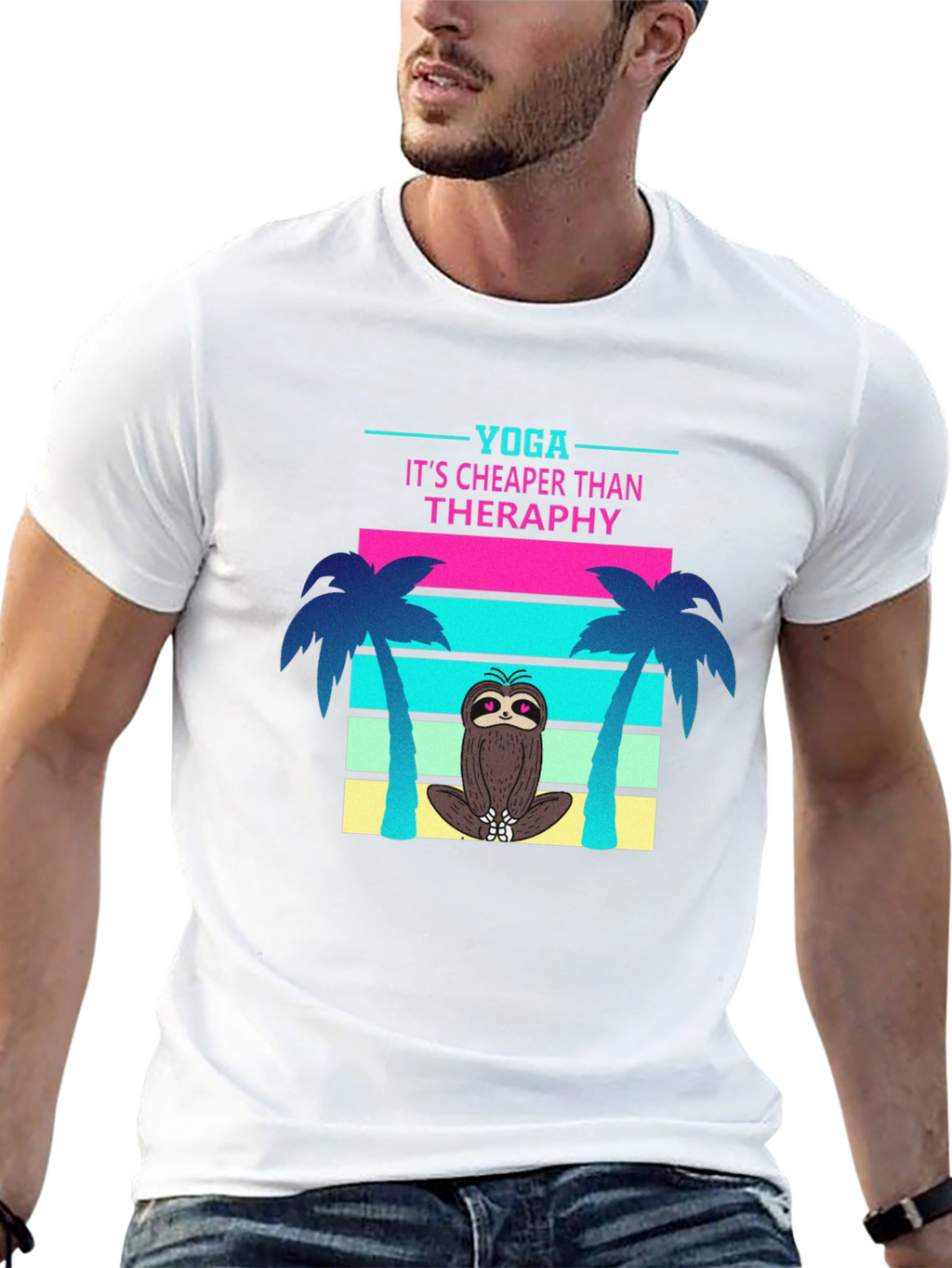 Yoga Sloth T-Shirt: Cheaper Than Therapy Tee