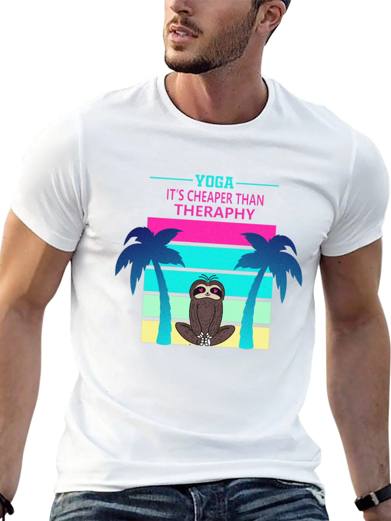 Yoga Sloth T-Shirt: Cheaper Than Therapy Tee