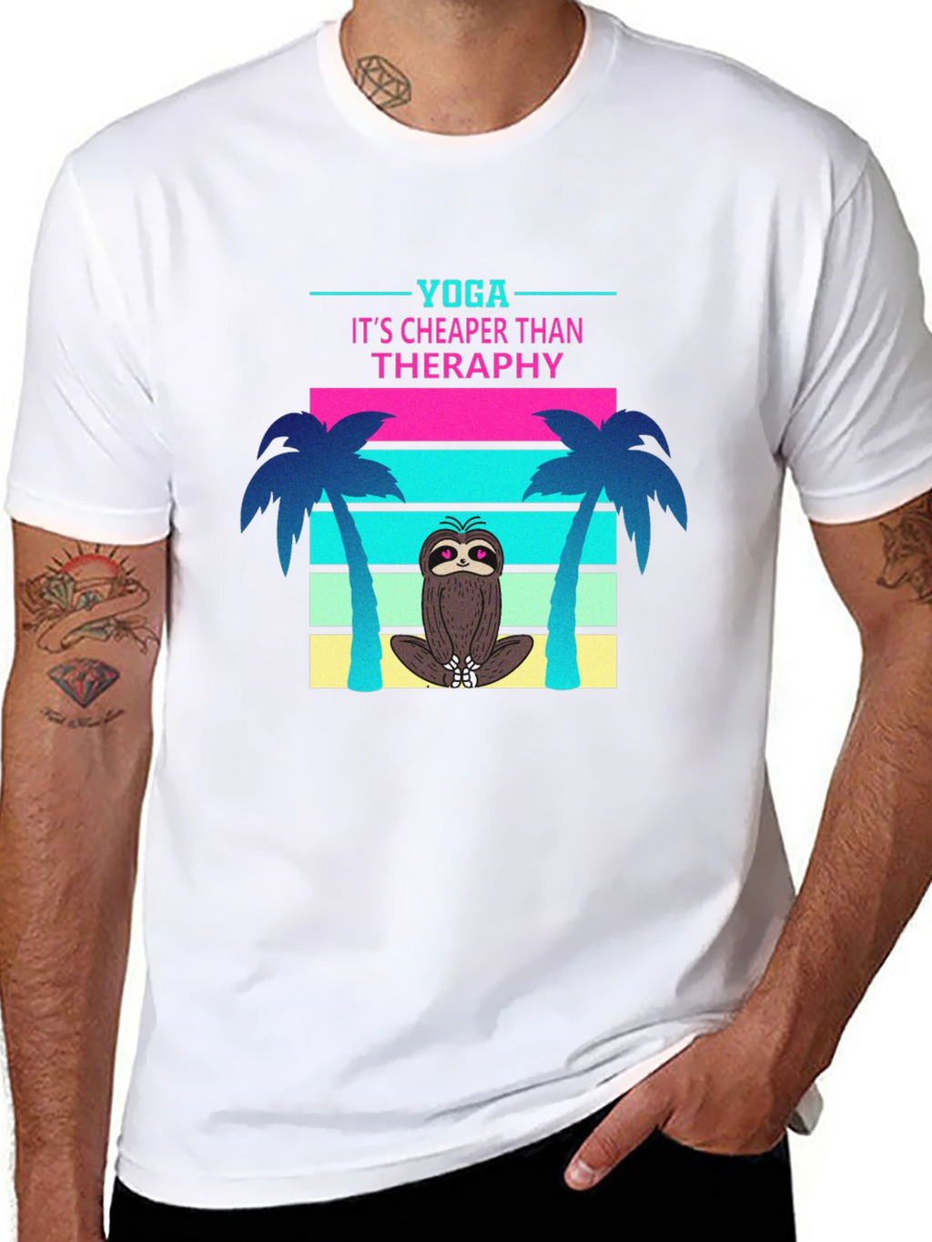 Yoga Sloth T-Shirt: Cheaper Than Therapy Tee