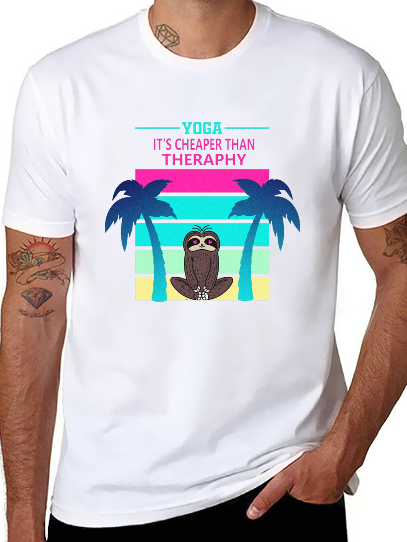 Yoga Sloth T-Shirt: Cheaper Than Therapy Tee