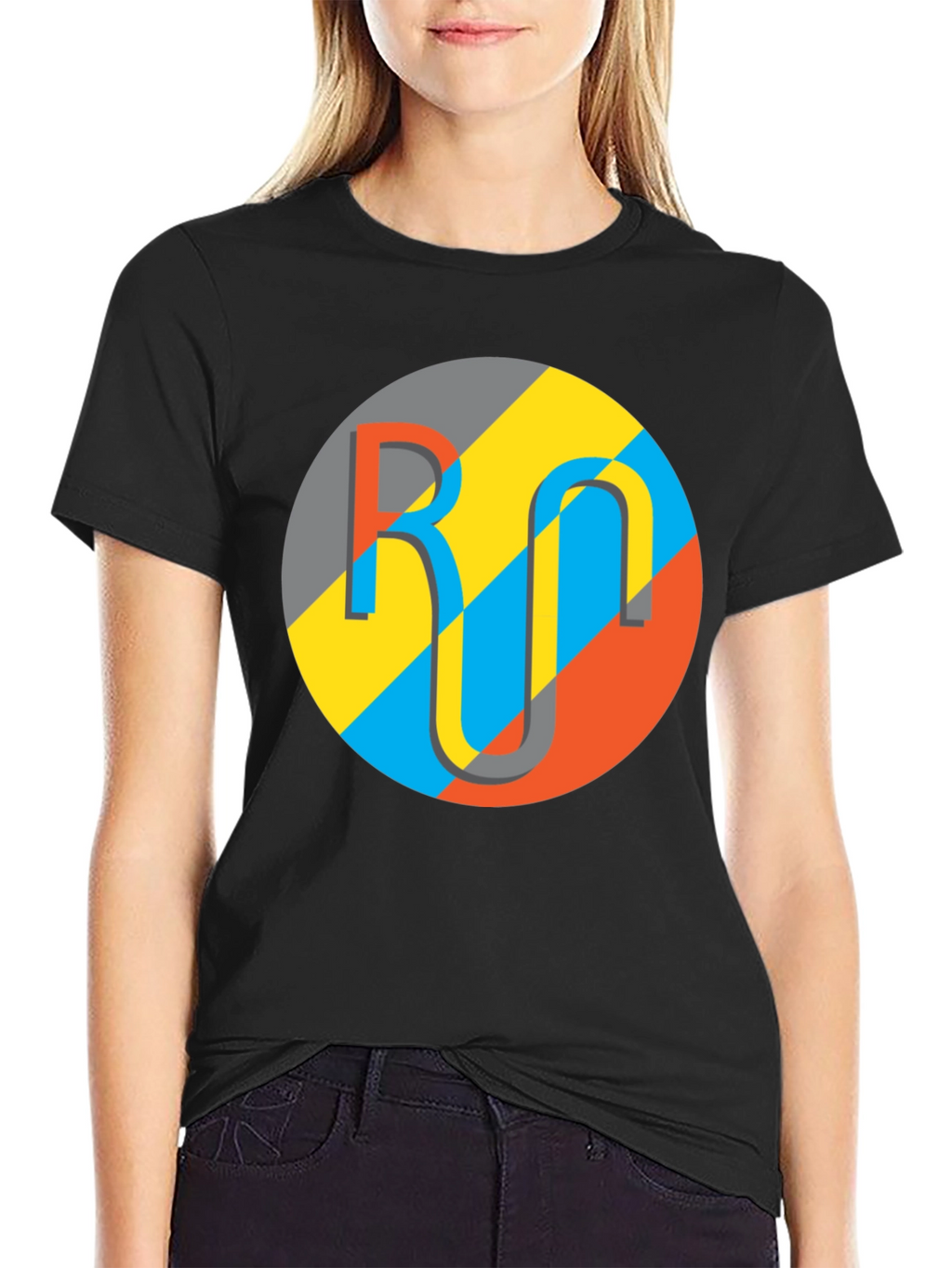 Geometric Logo Graphic Tee - Casual Black T-Shirt