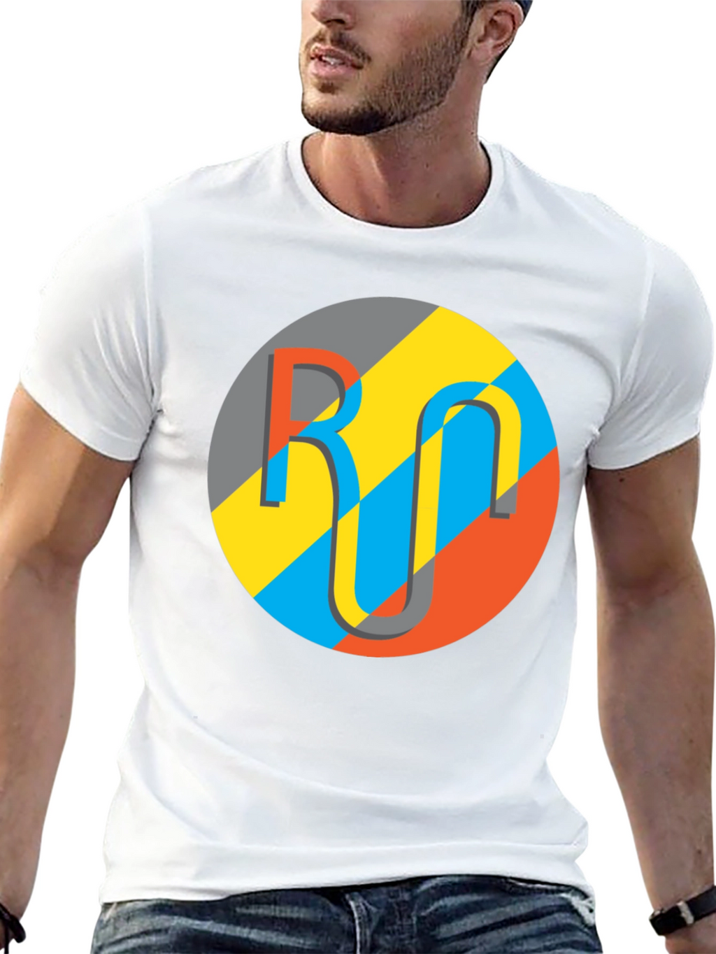 Geometric Logo Graphic Tee - Casual Black T-Shirt