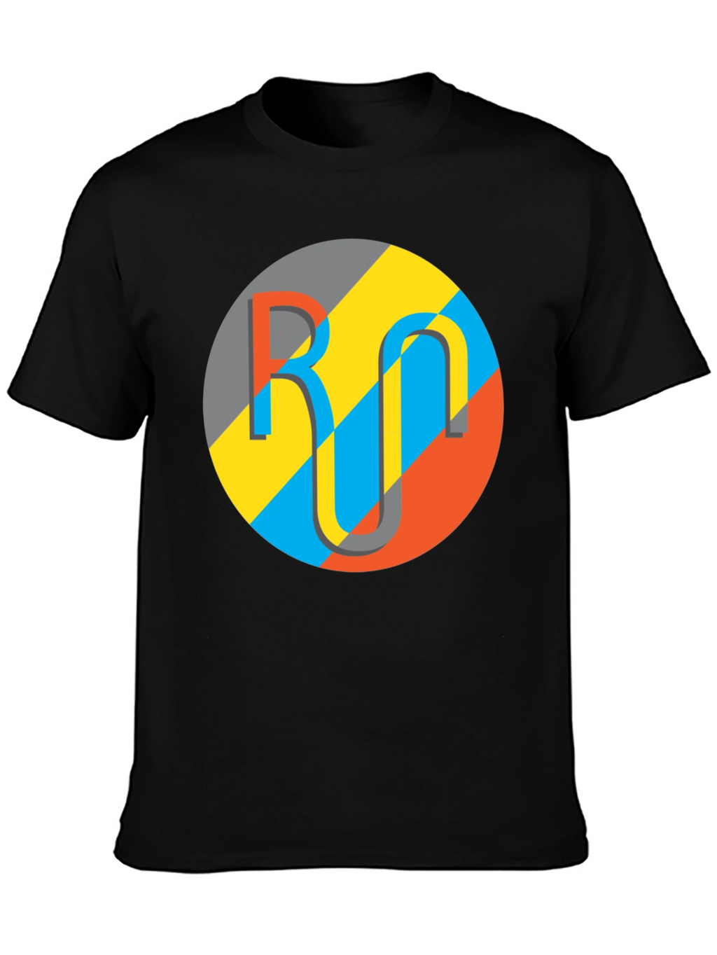 Geometric Logo Graphic Tee - Casual Black T-Shirt