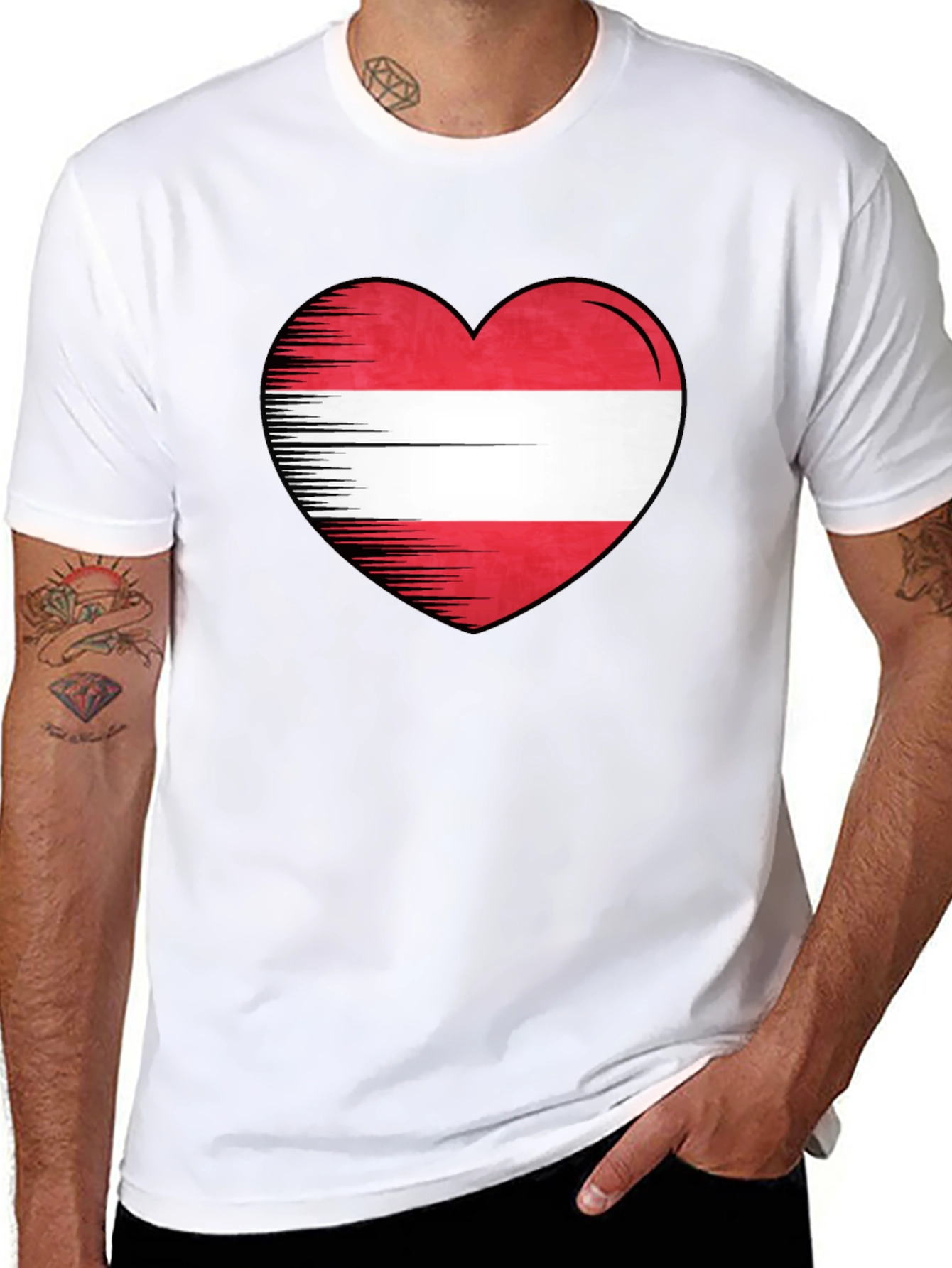 Austria Heart Flag Graphic Tee - Black