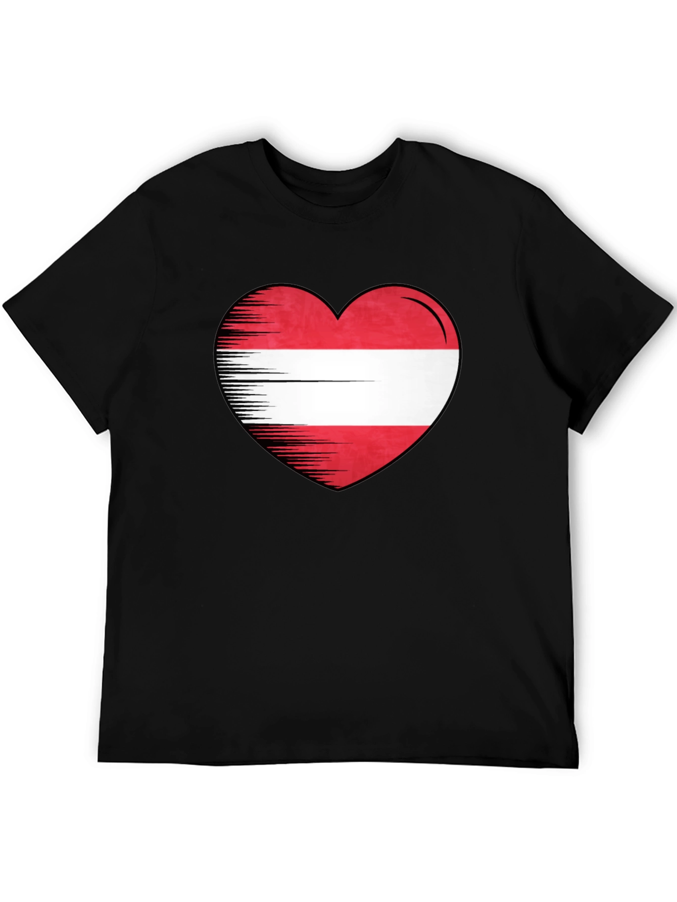 Austria Heart Flag Graphic Tee - Black