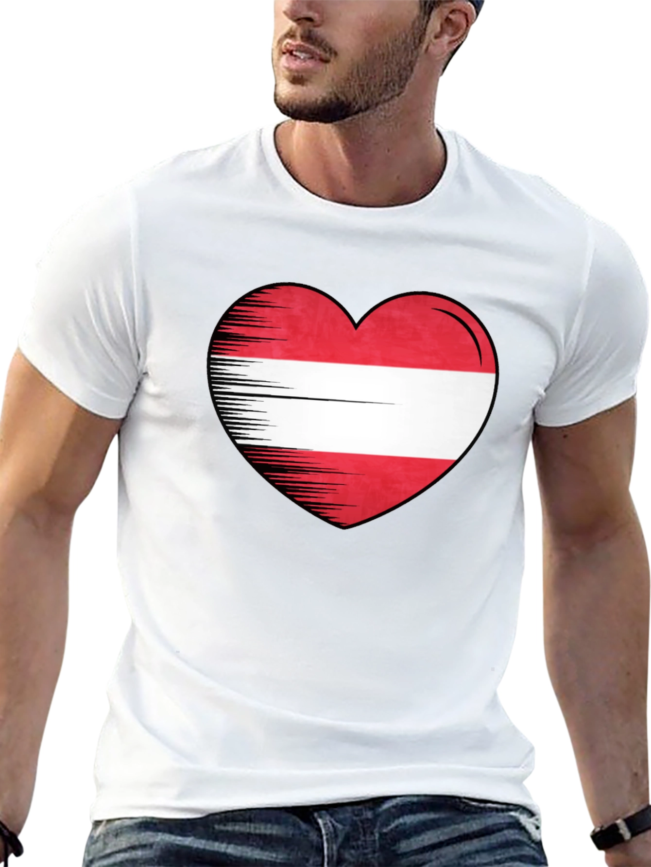 Austria Heart Flag Graphic Tee - Black
