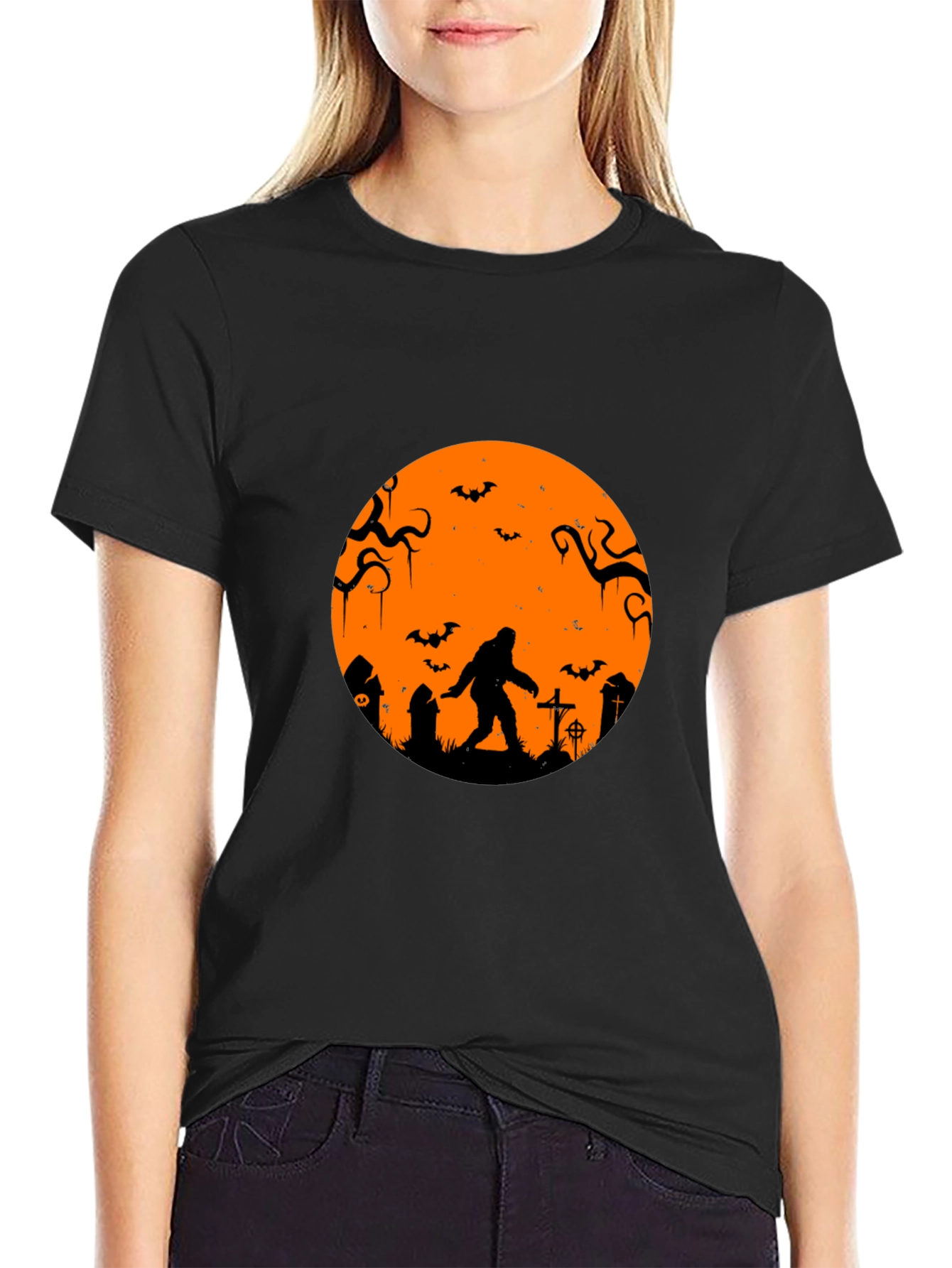 Halloween Bigfoot T-Shirt - Black Tee