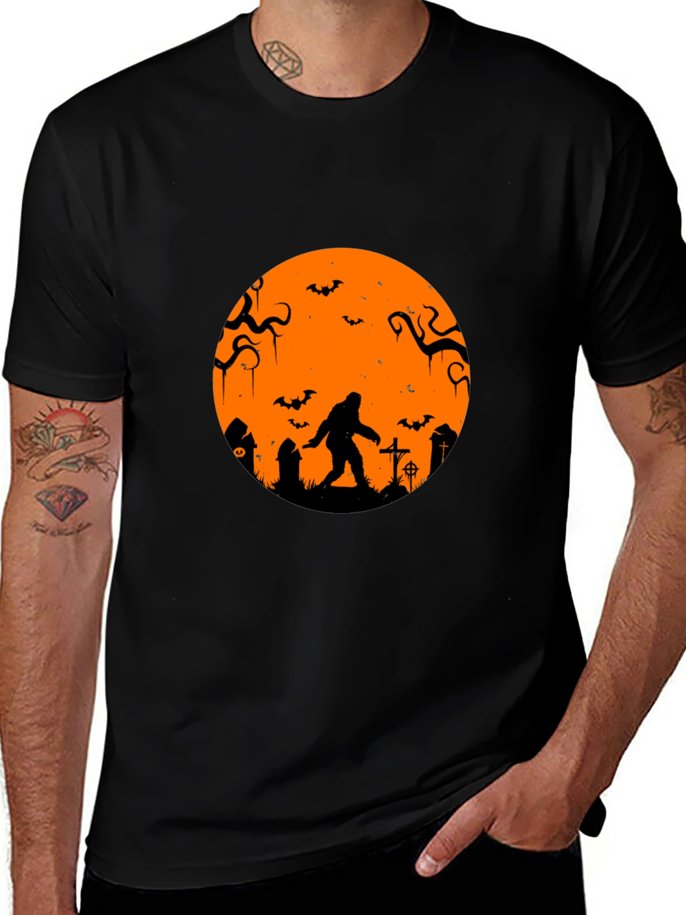 Halloween Bigfoot T-Shirt - Black Tee