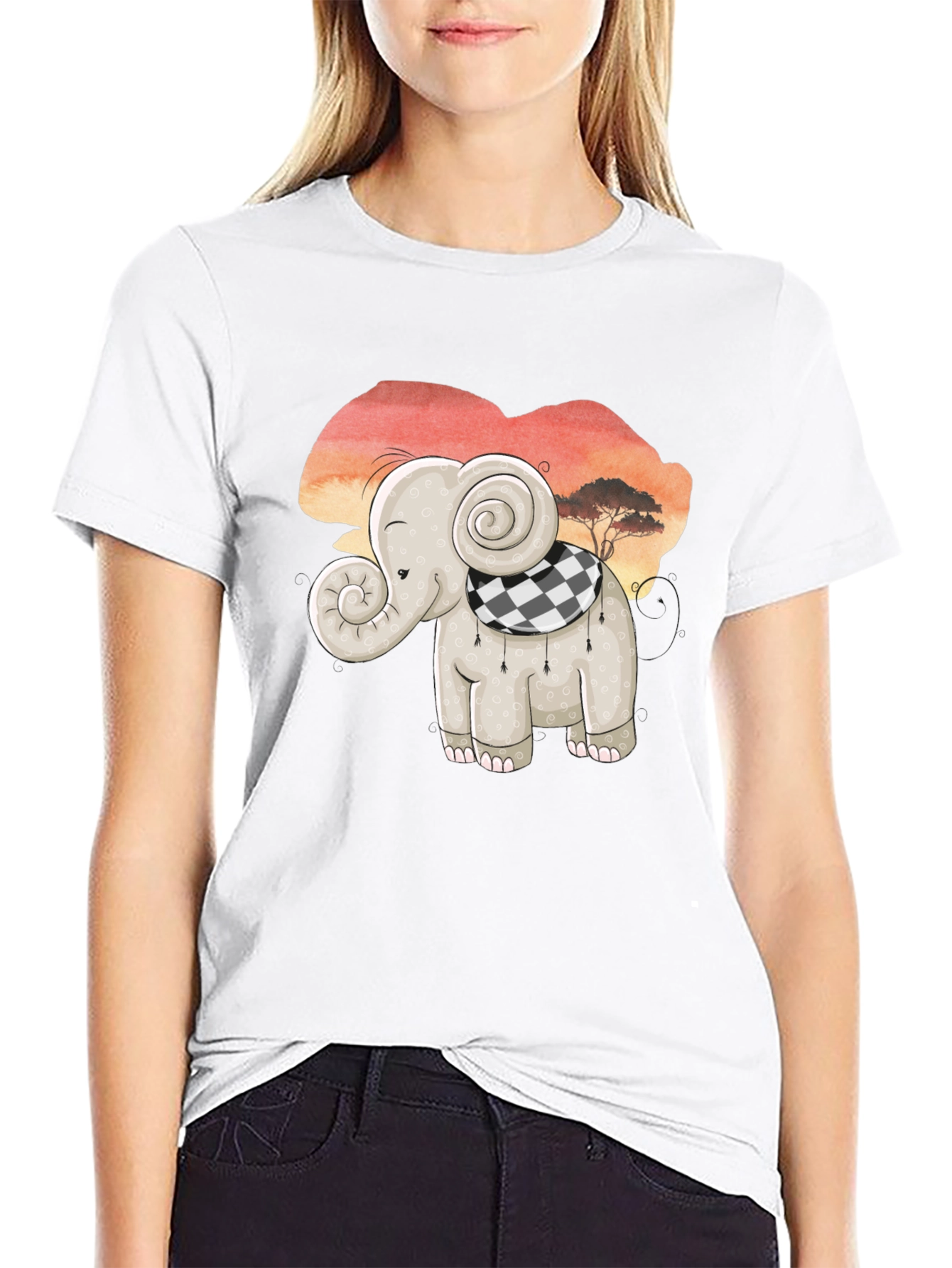 Cute Elephant Graphic Tee - Safari Style