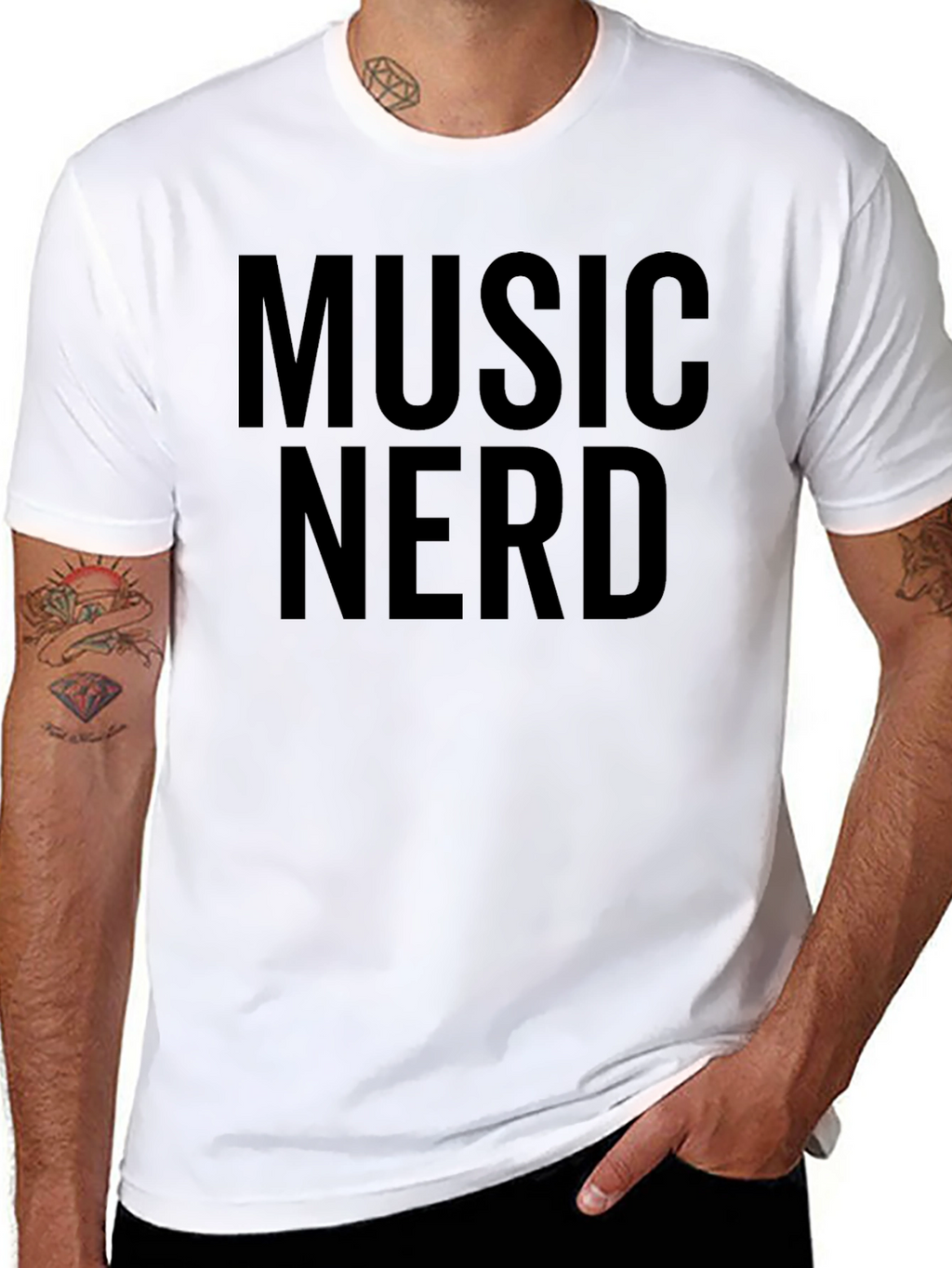 Music Nerd Graphic Tee - Black Cotton T-Shirt