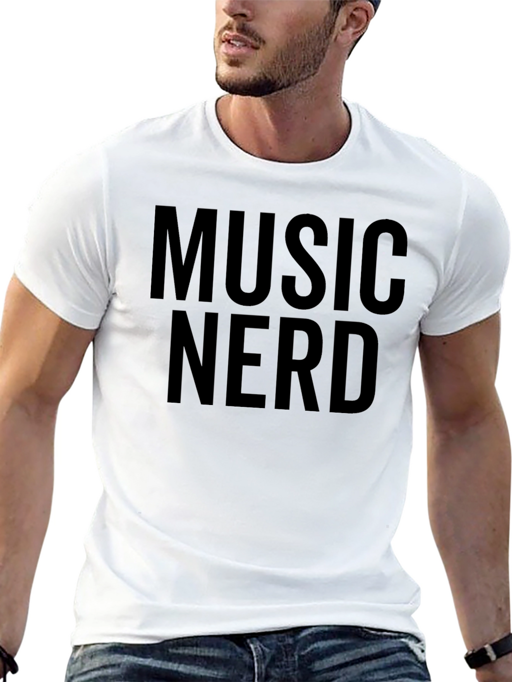 Music Nerd Graphic Tee - Black Cotton T-Shirt