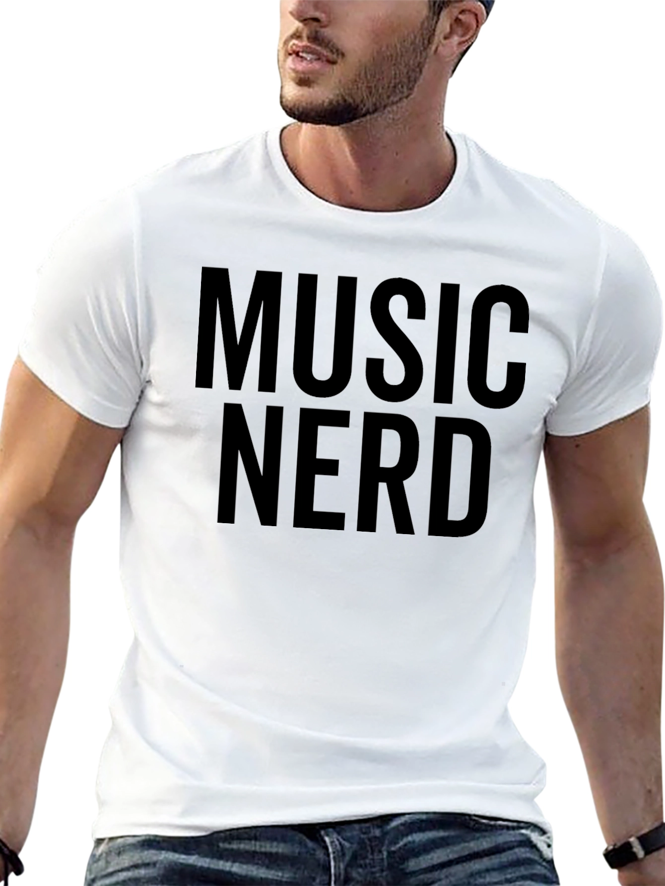 Music Nerd Graphic Tee - Black Cotton T-Shirt