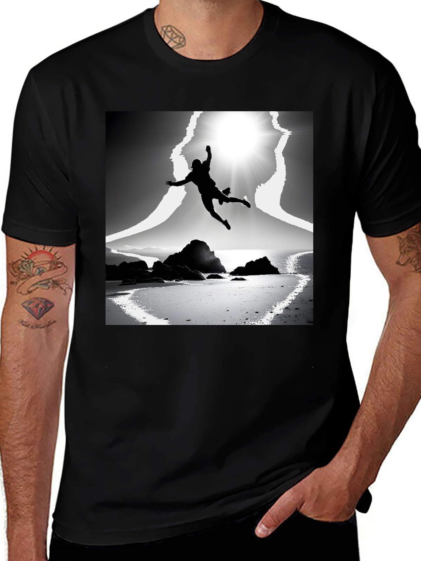 Stylish Black T-Shirt with Graphic Print