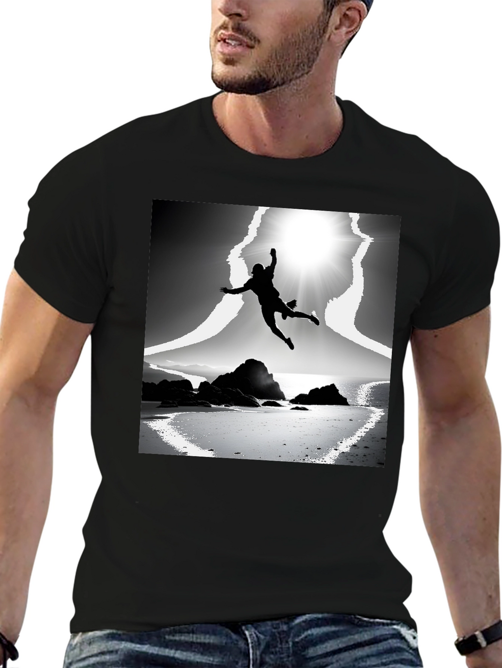 Stylish Black T-Shirt with Graphic Print