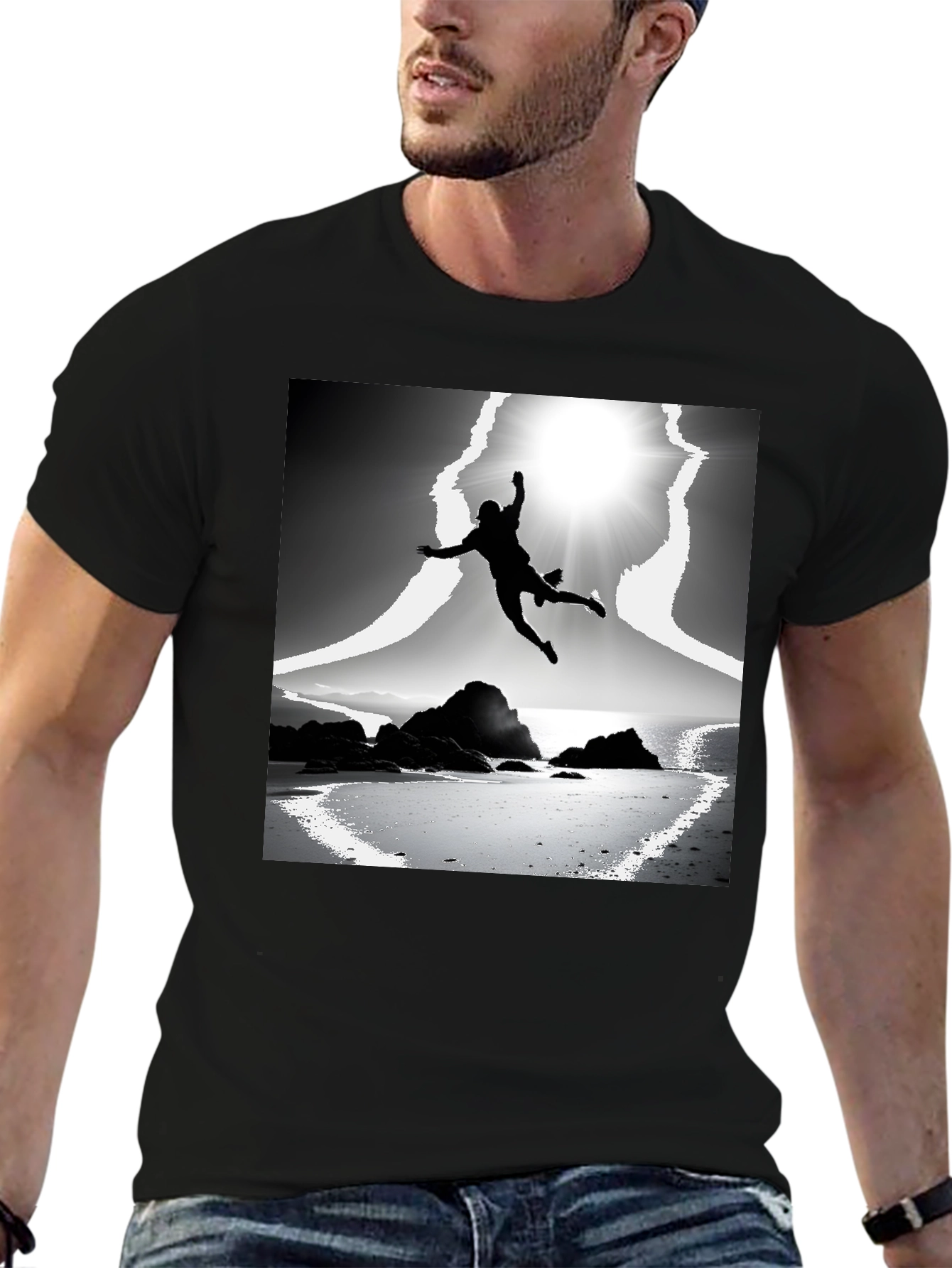 Stylish Black T-Shirt with Graphic Print
