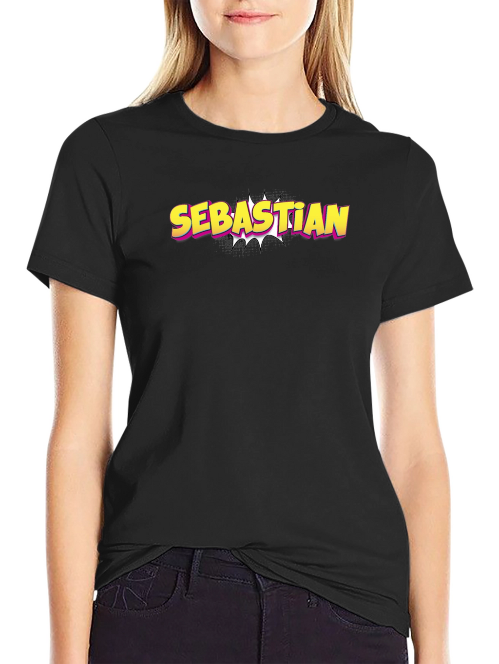 Sebastian Comic Style Black T-Shirt
