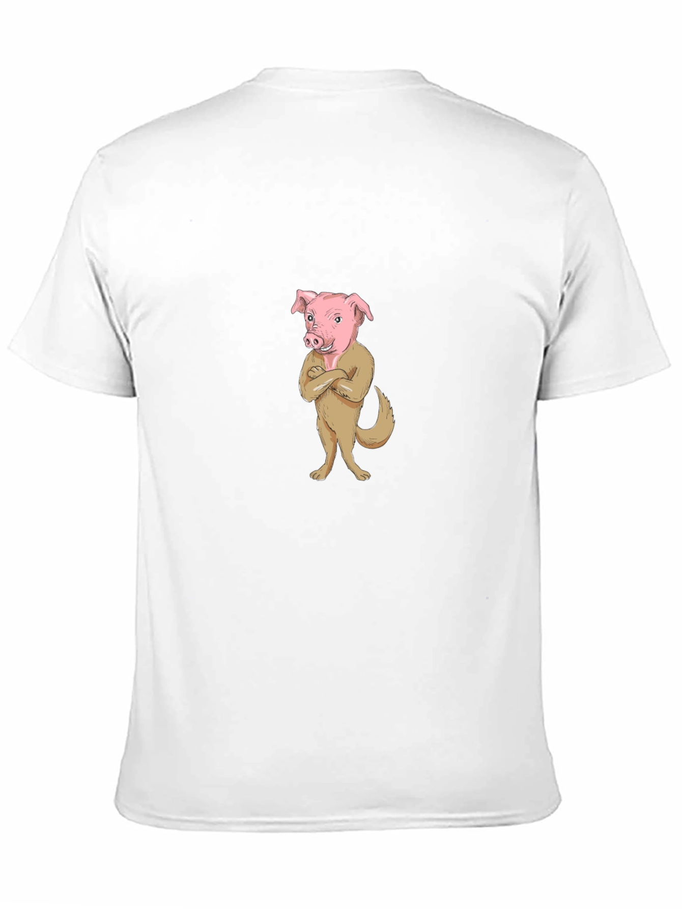 Pig-Dog Cartoon Graphic Black T-Shirt