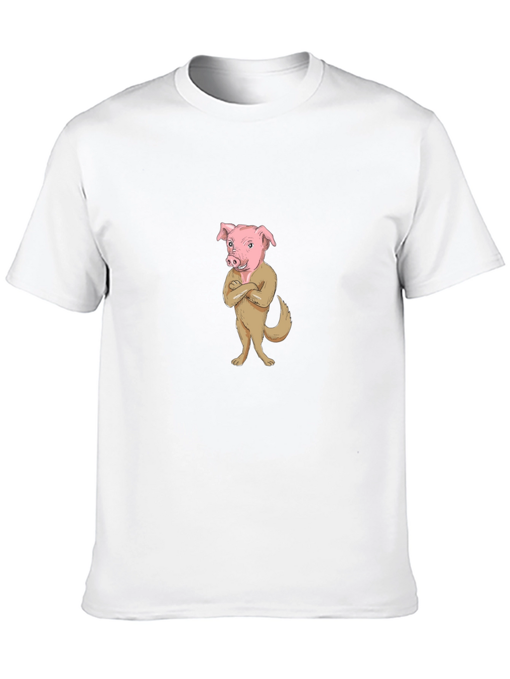 Pig-Dog Cartoon Graphic Black T-Shirt