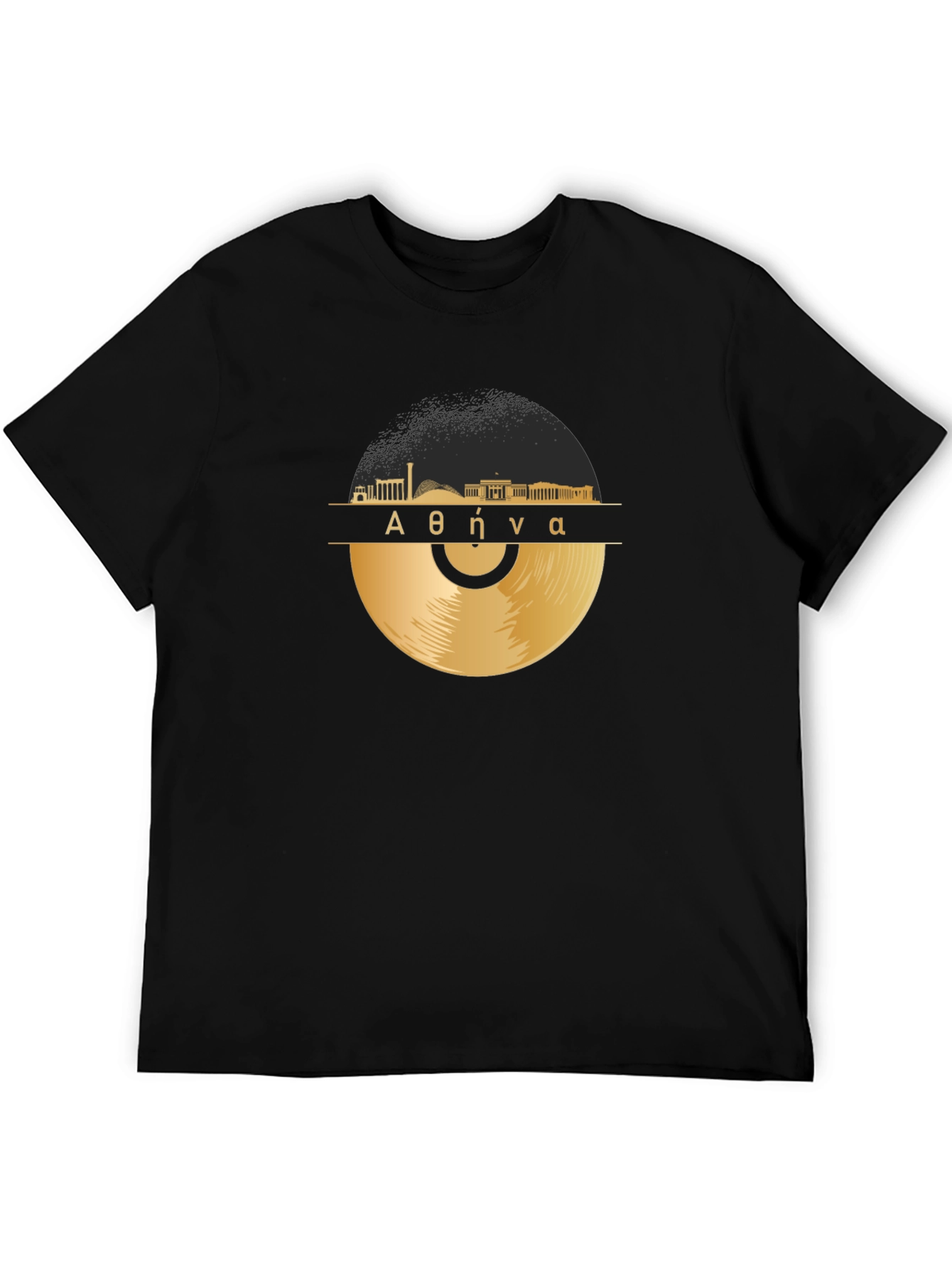 Athens Vinyl Record T-Shirt - Greek Skyline Tee
