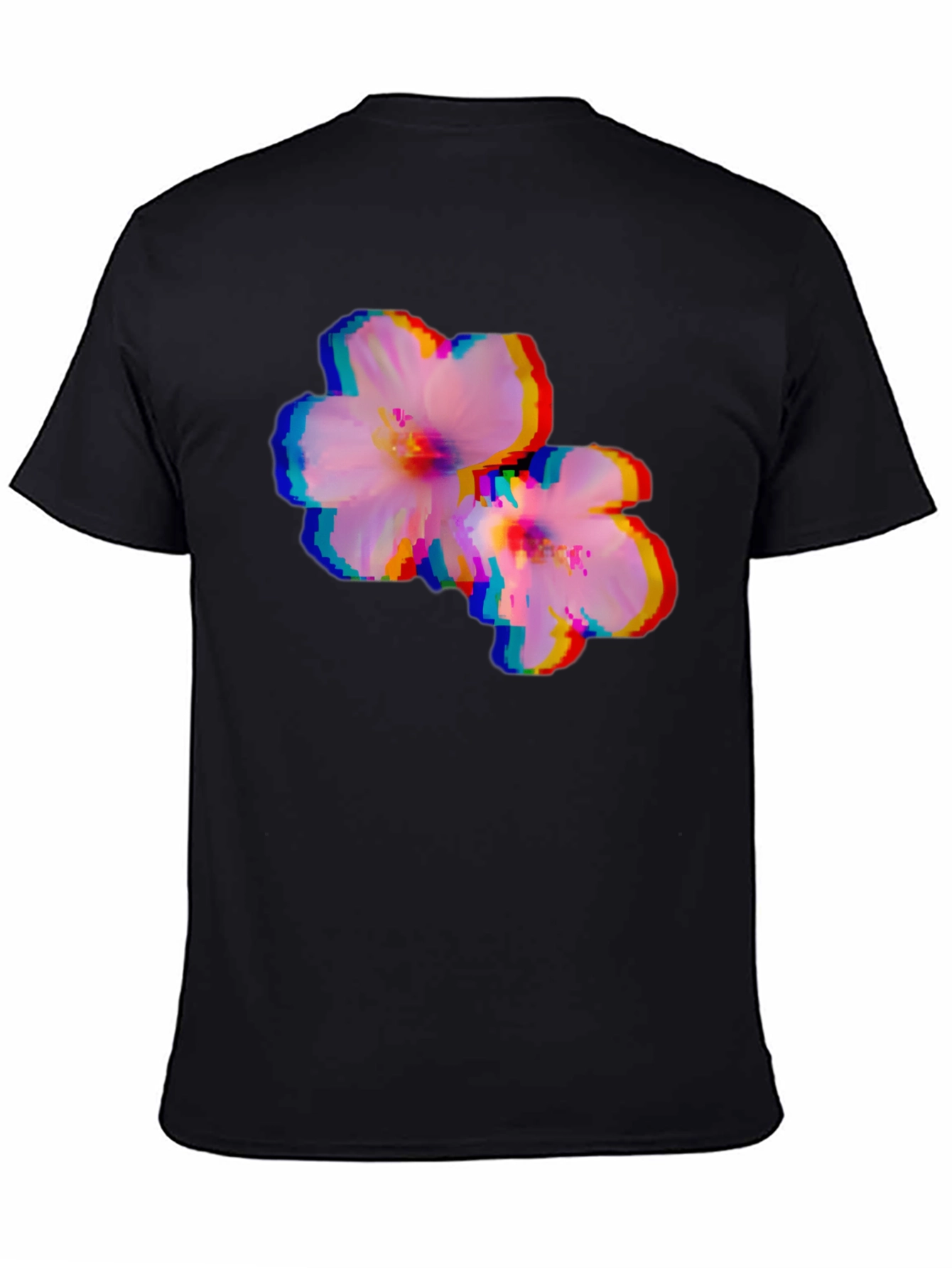Pixel Glitch Floral Graphic Tee