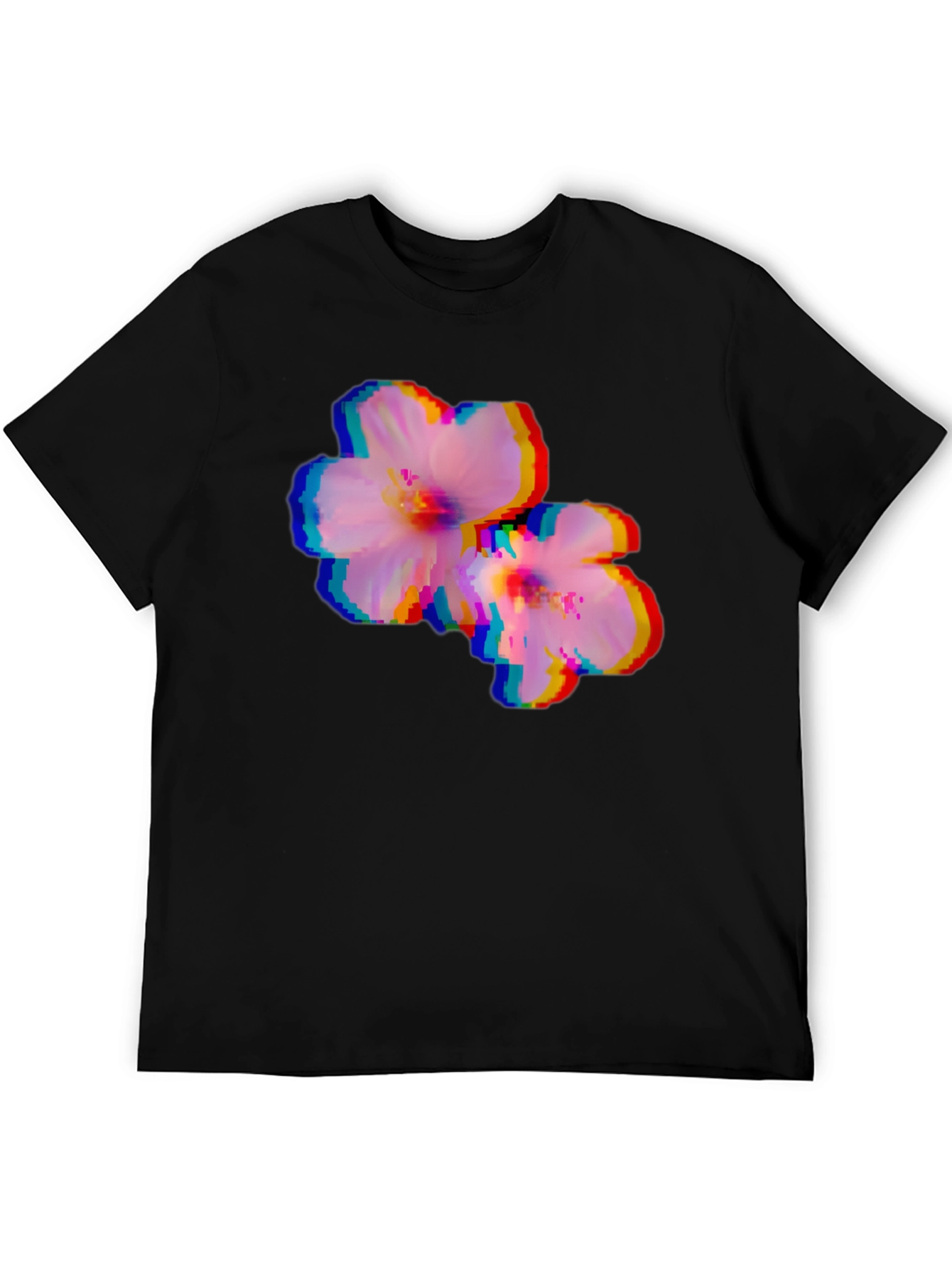 Pixel Glitch Floral Graphic Tee