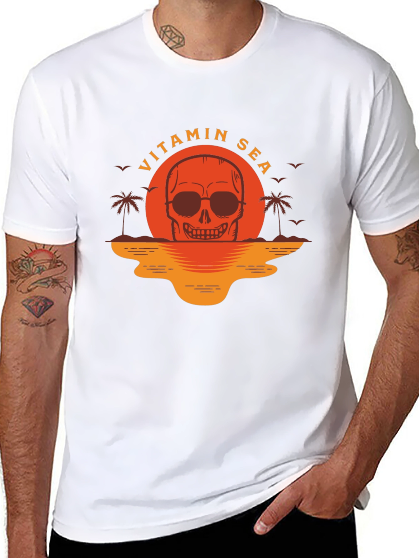 Vitamin Sea Skull Graphic T-Shirt - Black