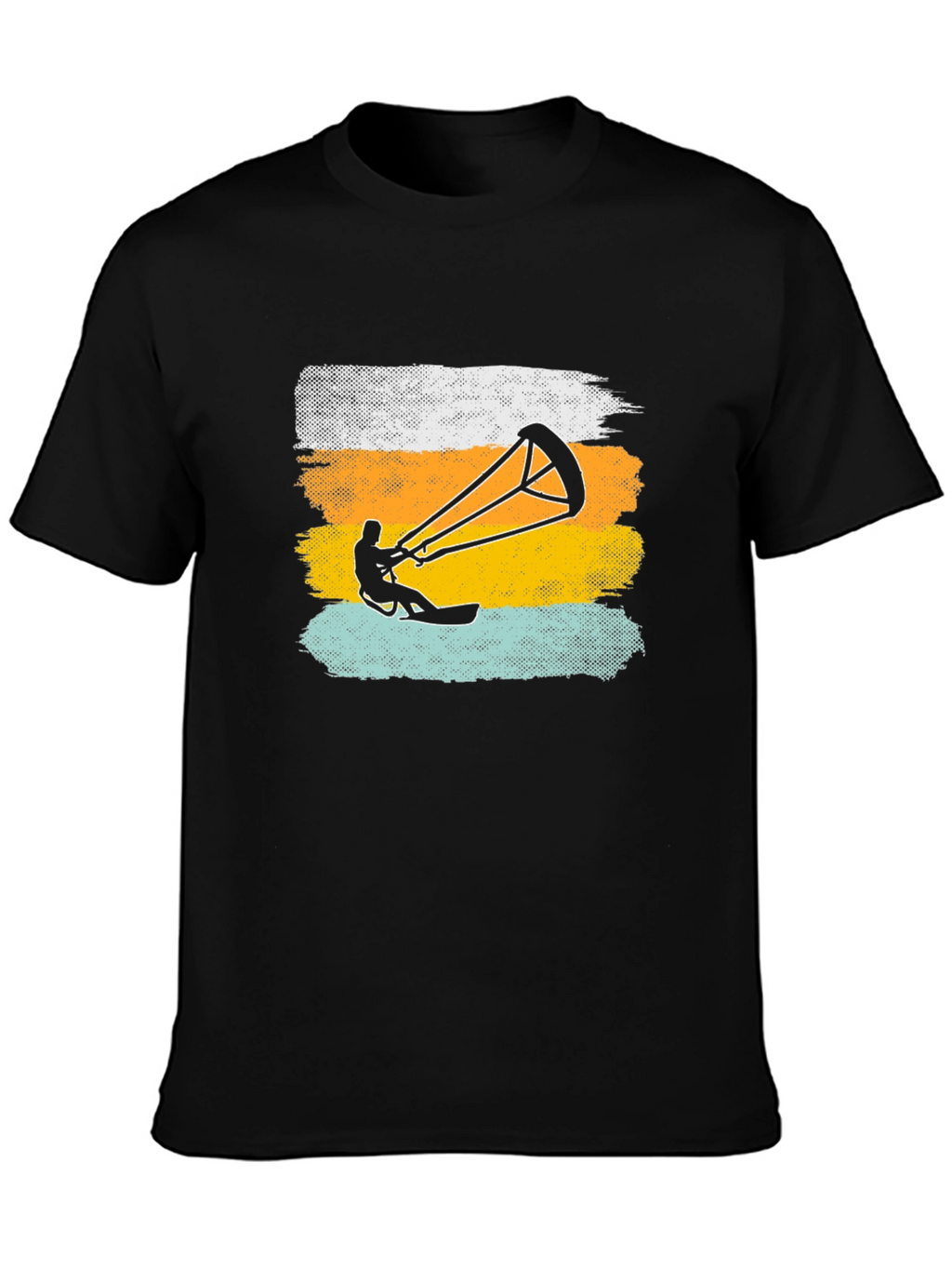 Kite Surfing Graphic Tee - Black Cotton T-Shirt