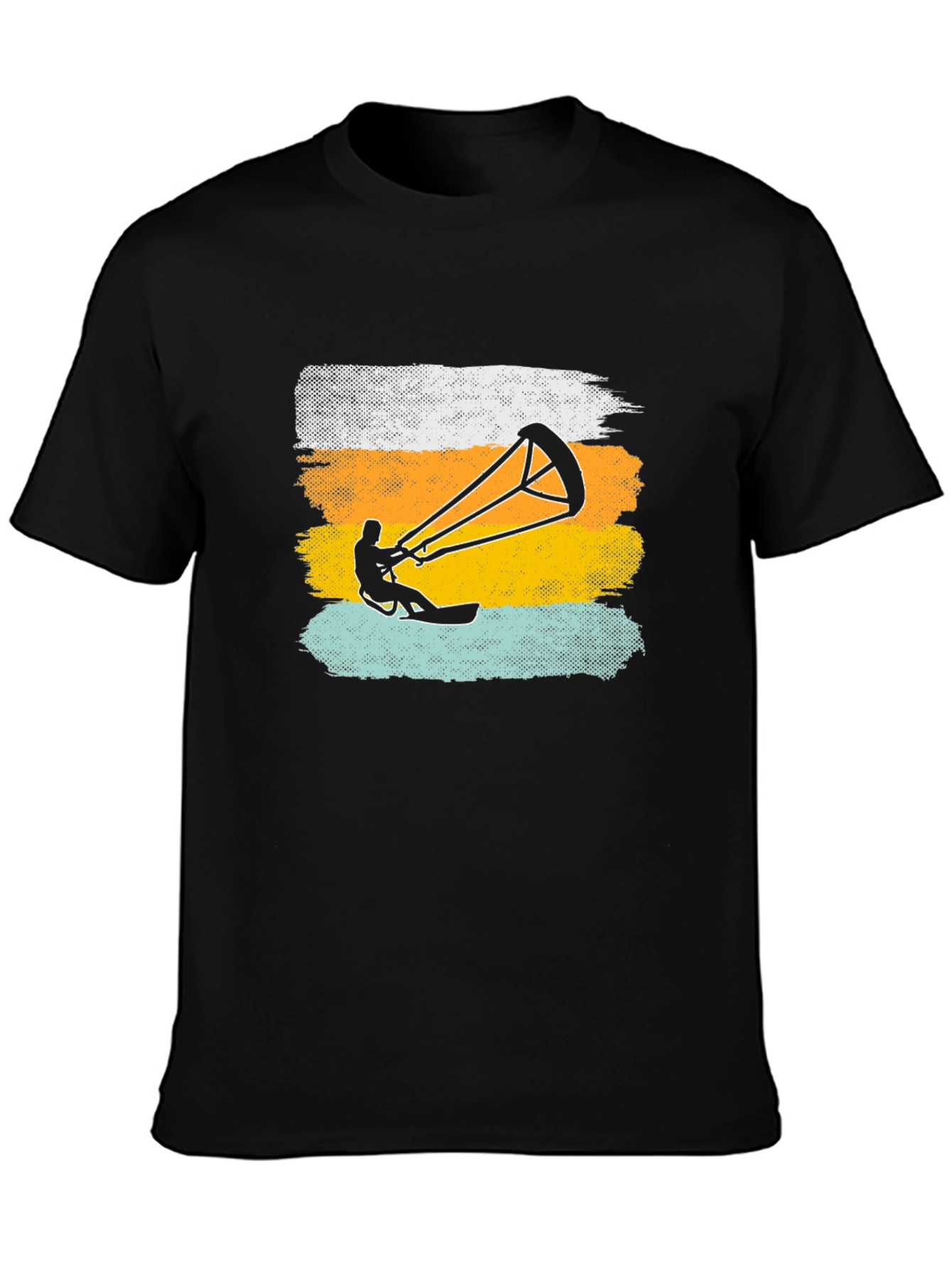 Kite Surfing Graphic Tee - Black Cotton T-Shirt