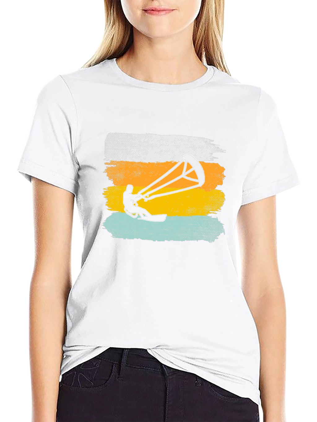 Kite Surfing Graphic Tee - Black Cotton T-Shirt