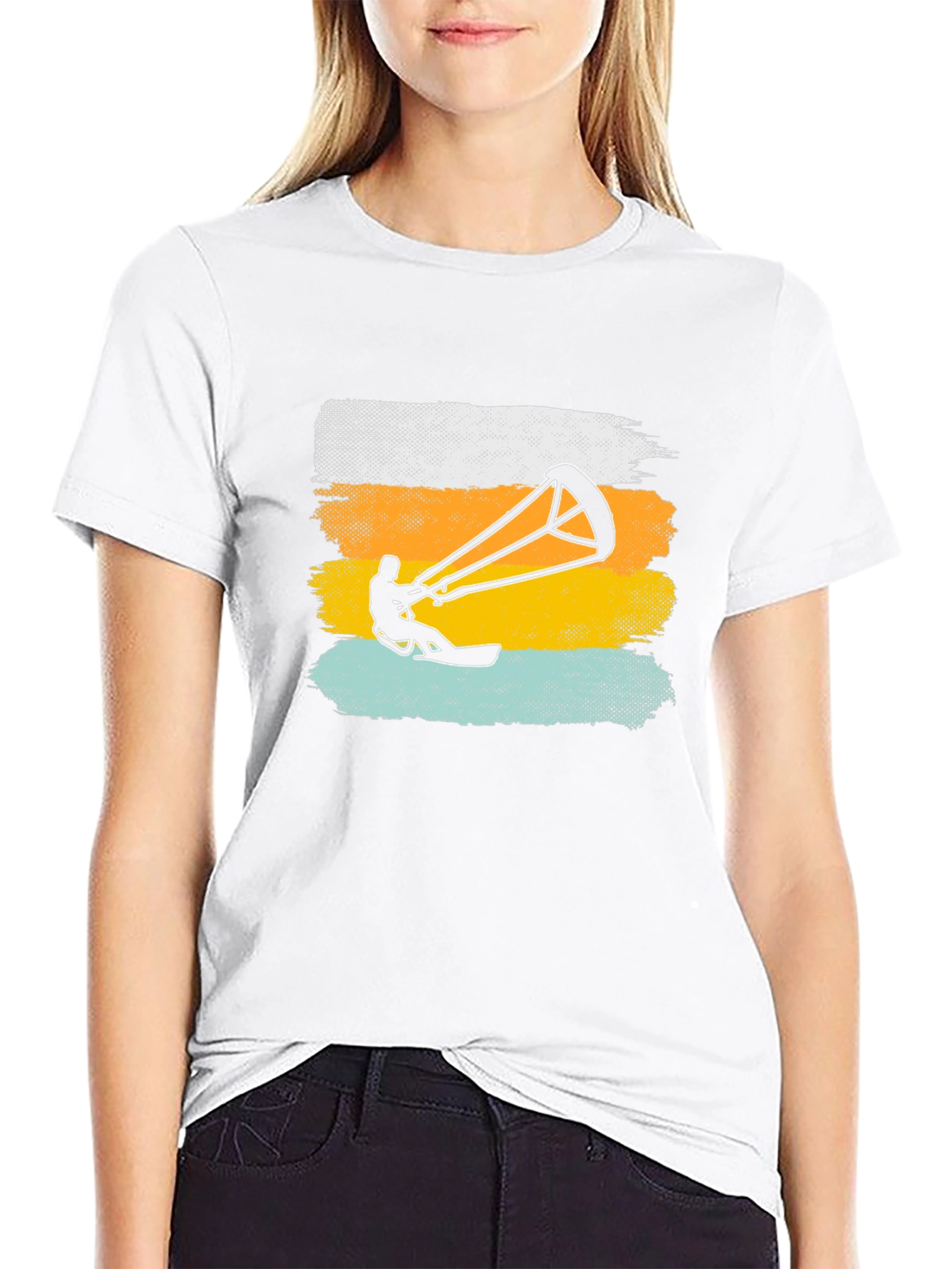 Kite Surfing Graphic Tee - Black Cotton T-Shirt