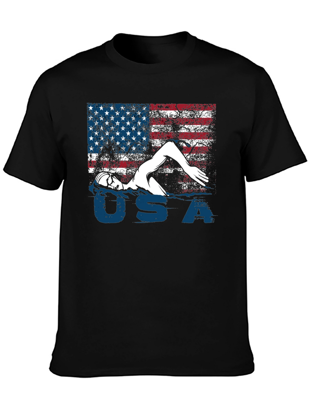 USA Swimmer T-Shirt Patriotic Flag Tee