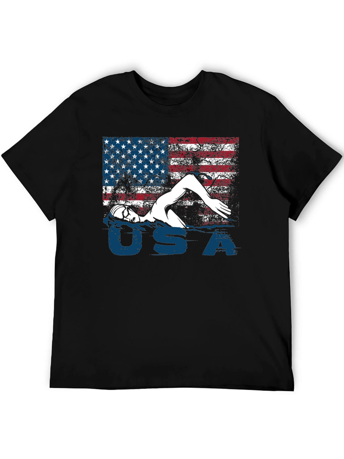 USA Swimmer T-Shirt Patriotic Flag Tee