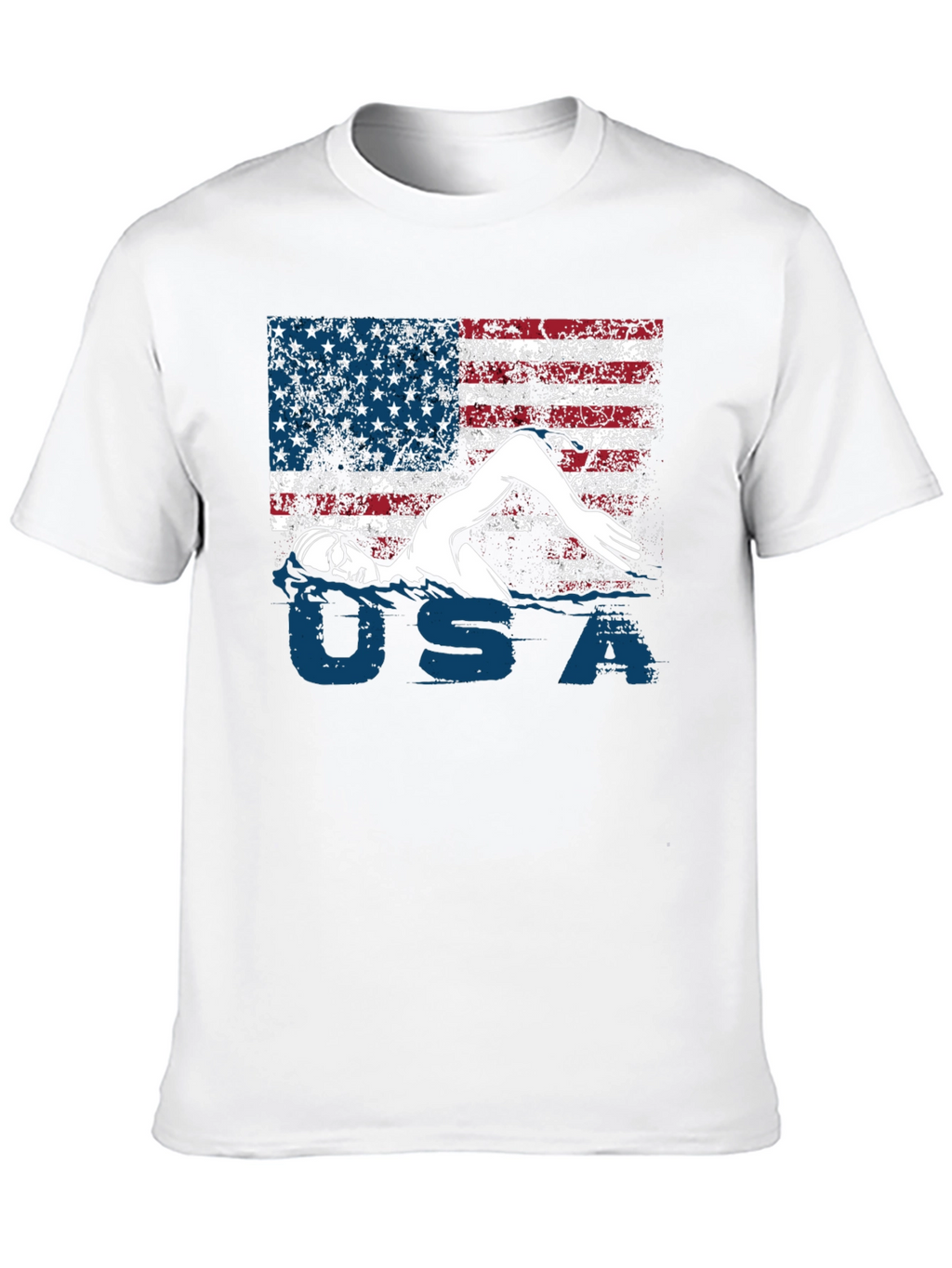 USA Swimmer T-Shirt Patriotic Flag Tee