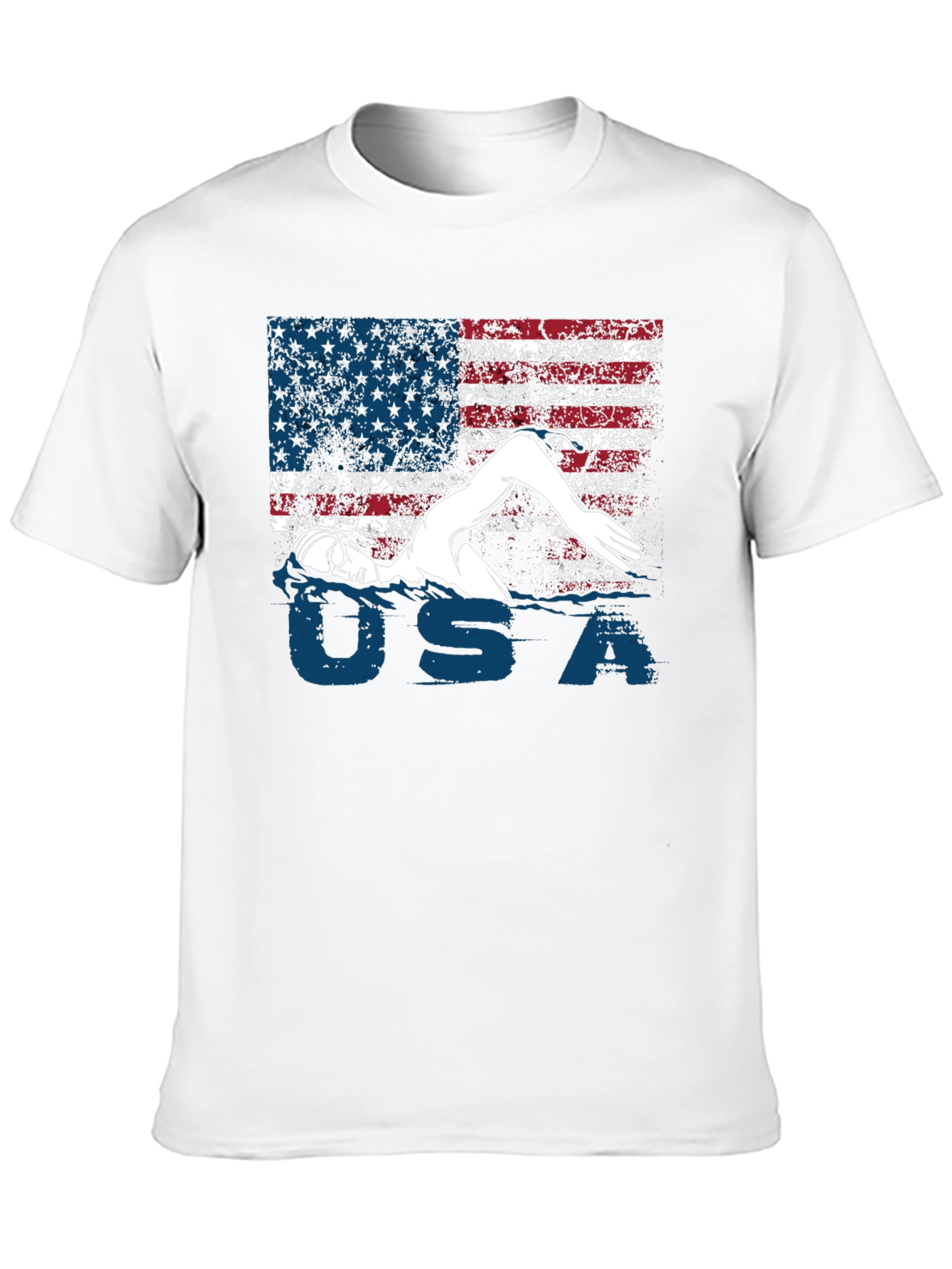 USA Swimmer T-Shirt Patriotic Flag Tee
