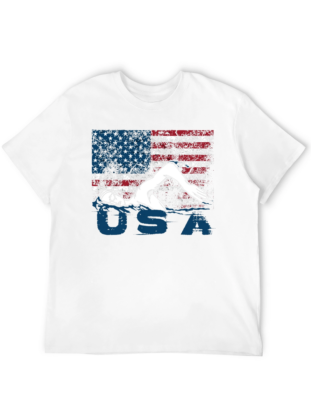 USA Swimmer T-Shirt Patriotic Flag Tee