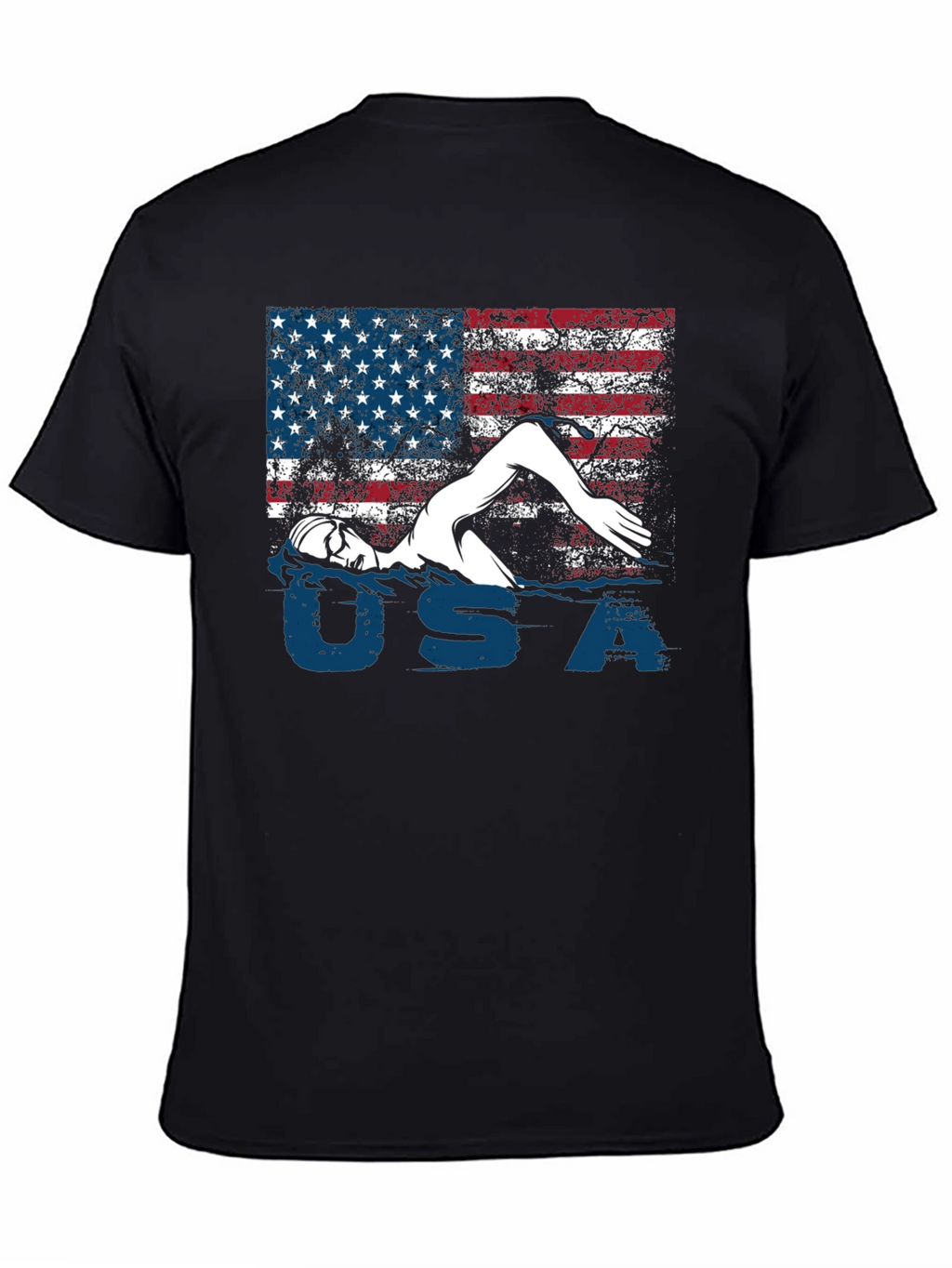 USA Swimmer T-Shirt Patriotic Flag Tee